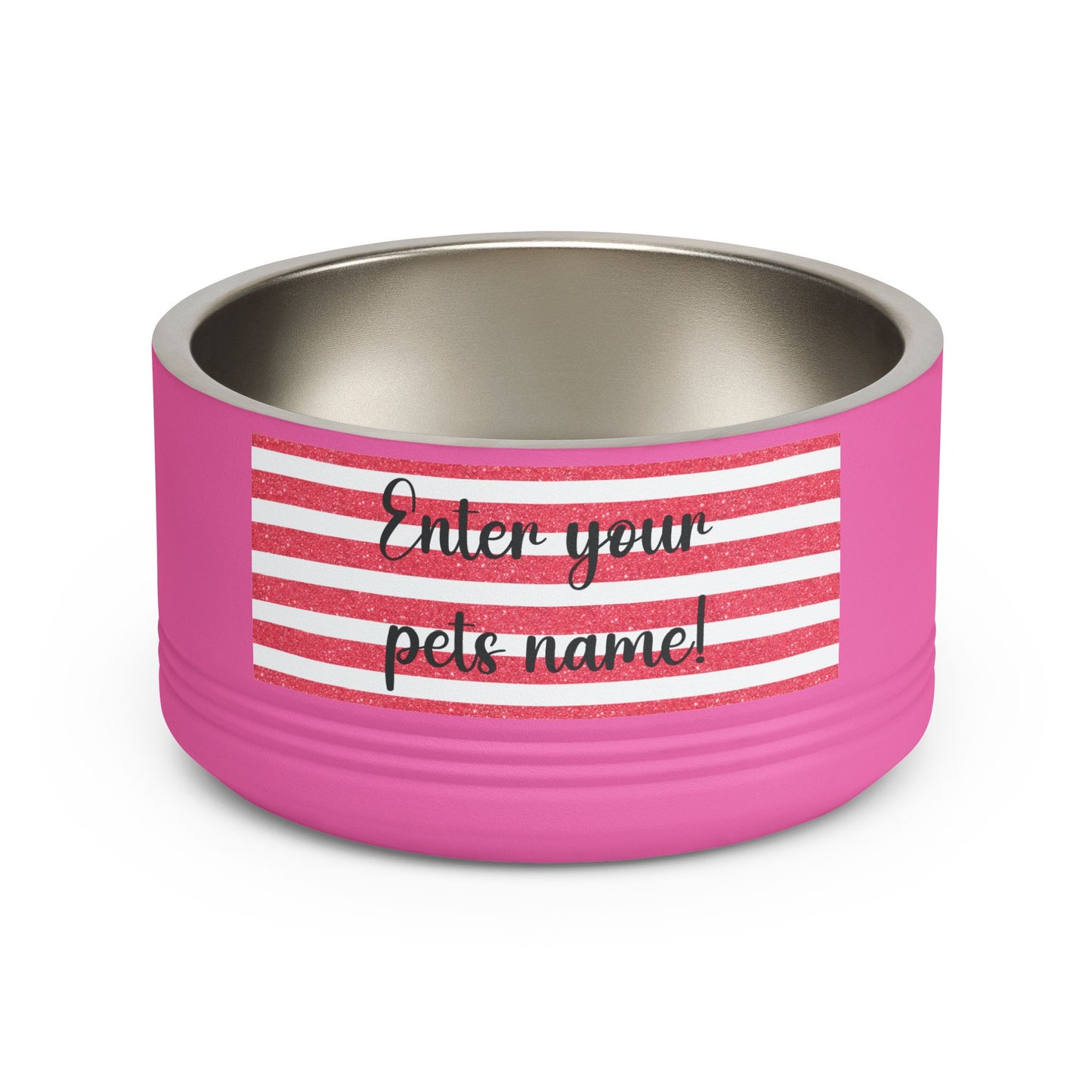 Personalized Pet Bowl - 18oz Red Striped Custom Name Dog & Cat Bowl