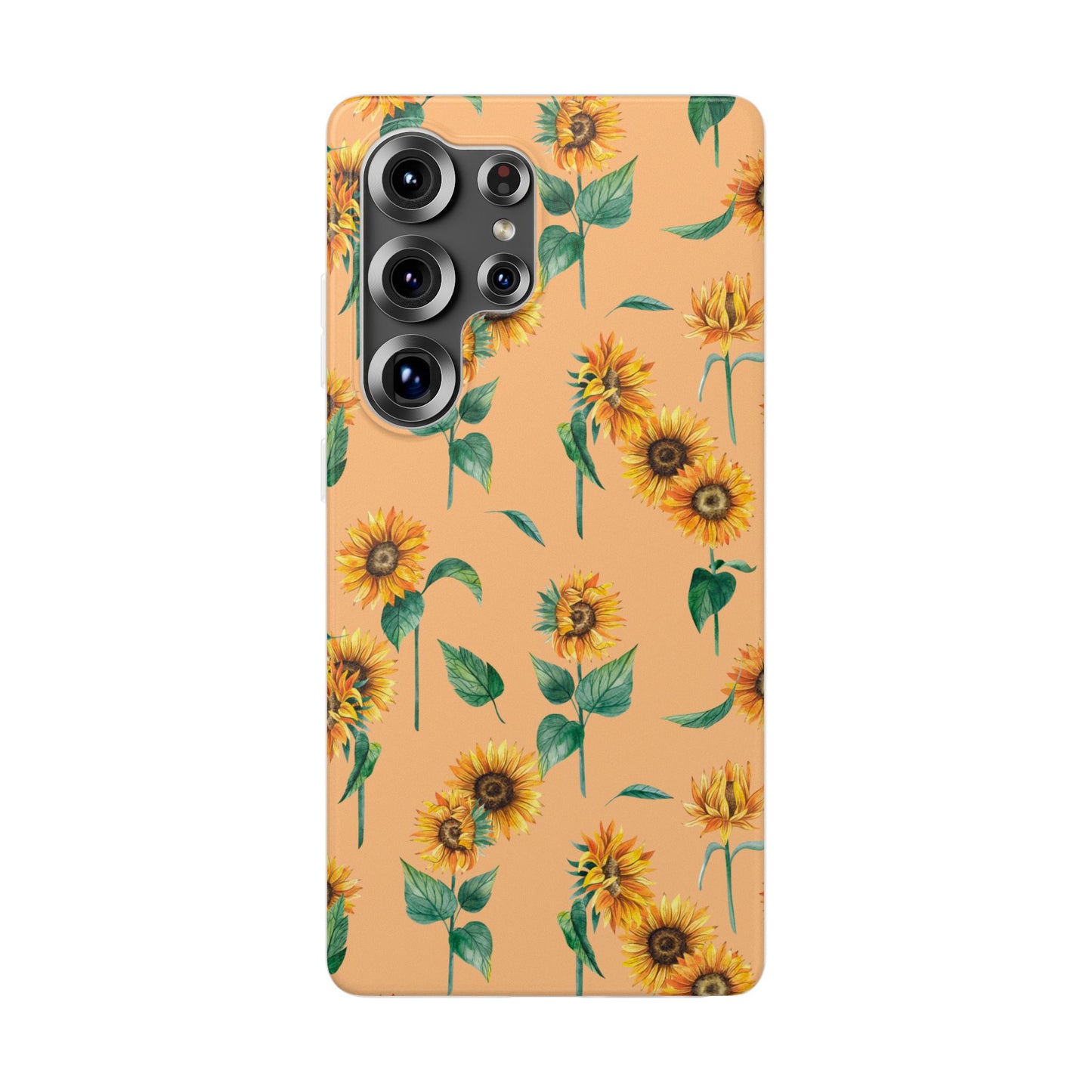 Sunflower Pattern Phone Case — Floral Peach Slim Flexi Case