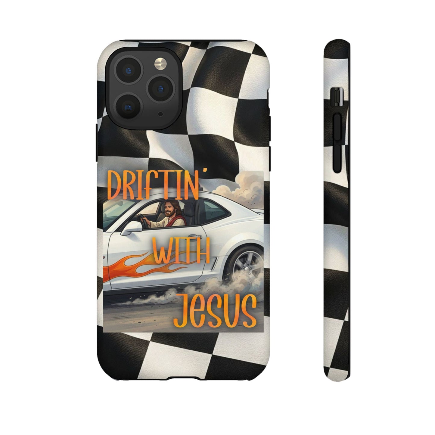Phone Case — "Driftin' with Jesus" Racing Flag Design- iPhone