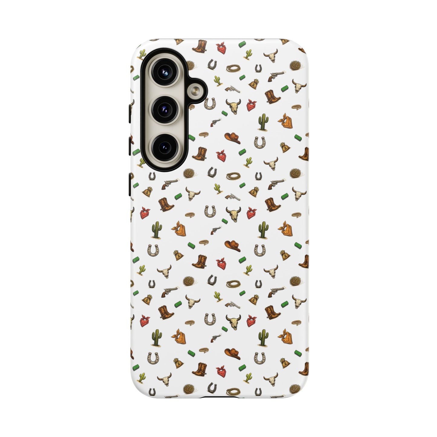 Western Pattern Phone Case — Cowboy Boots, Hats, Horseshoes & Cactus Tough Case