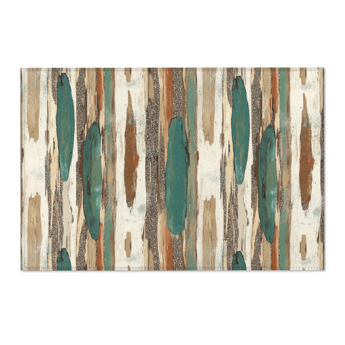 Boho Teal & Rust Brushstroke Area Rug