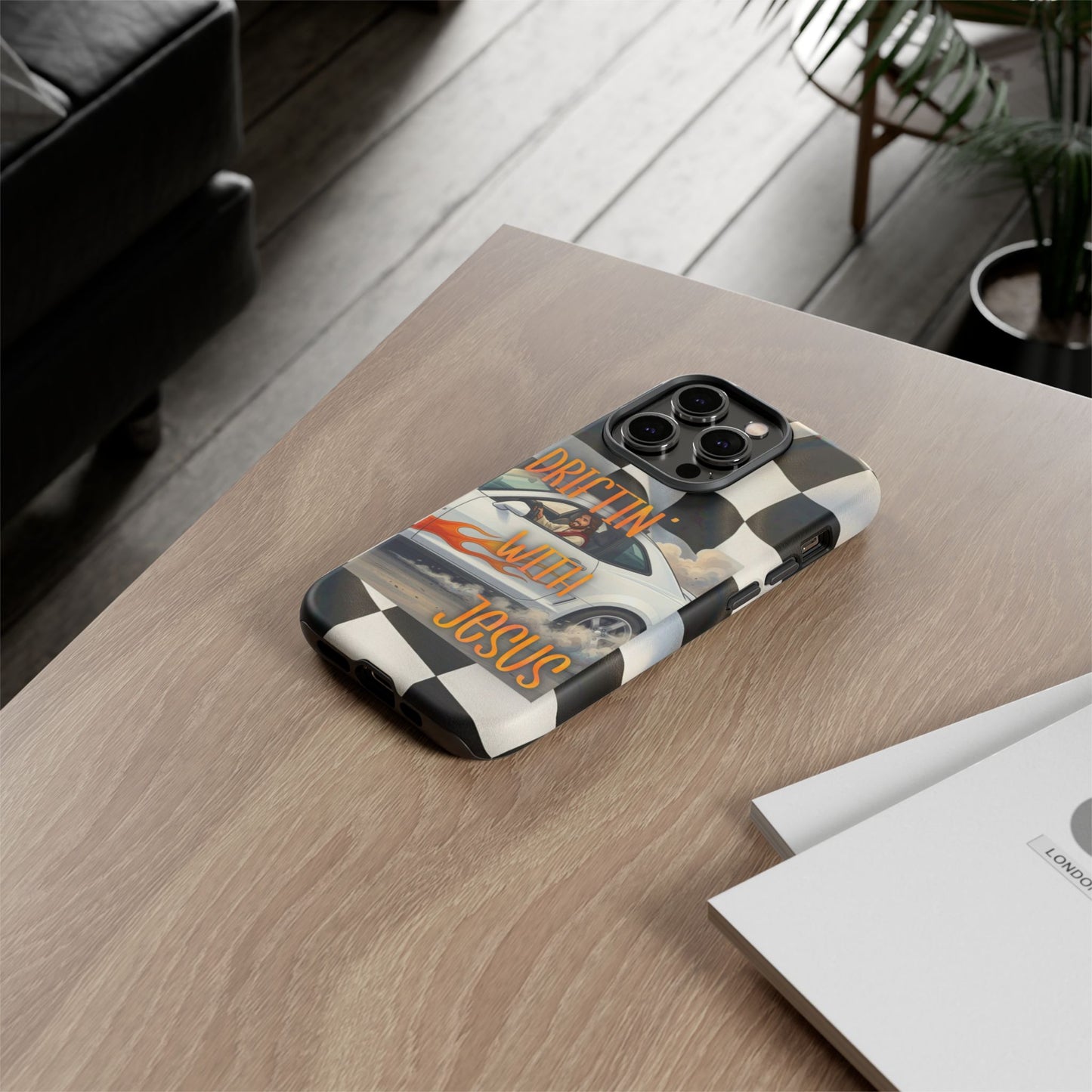 Phone Case — "Driftin' with Jesus" Racing Flag Design- iPhone