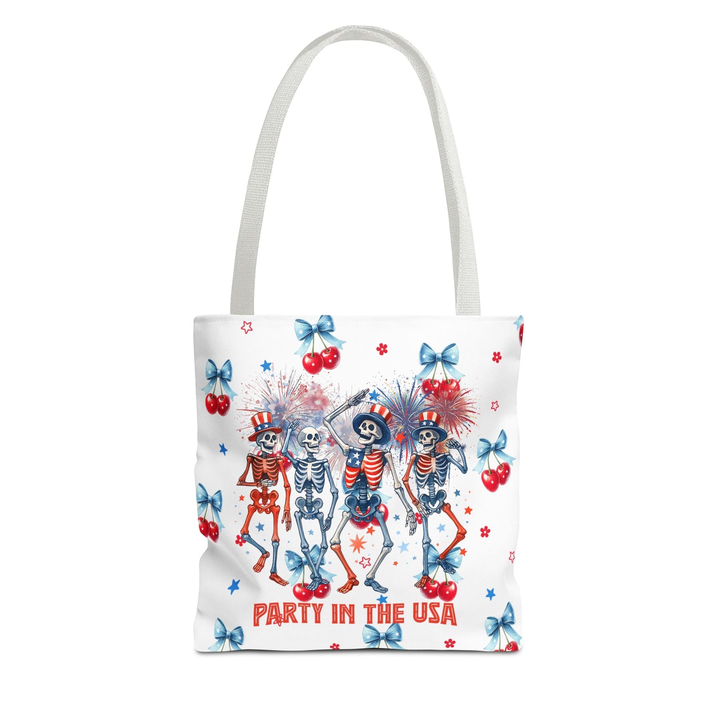 Patriotic Skeletons Tote Bag — "Party in the USA" 4th of July All-Over Print