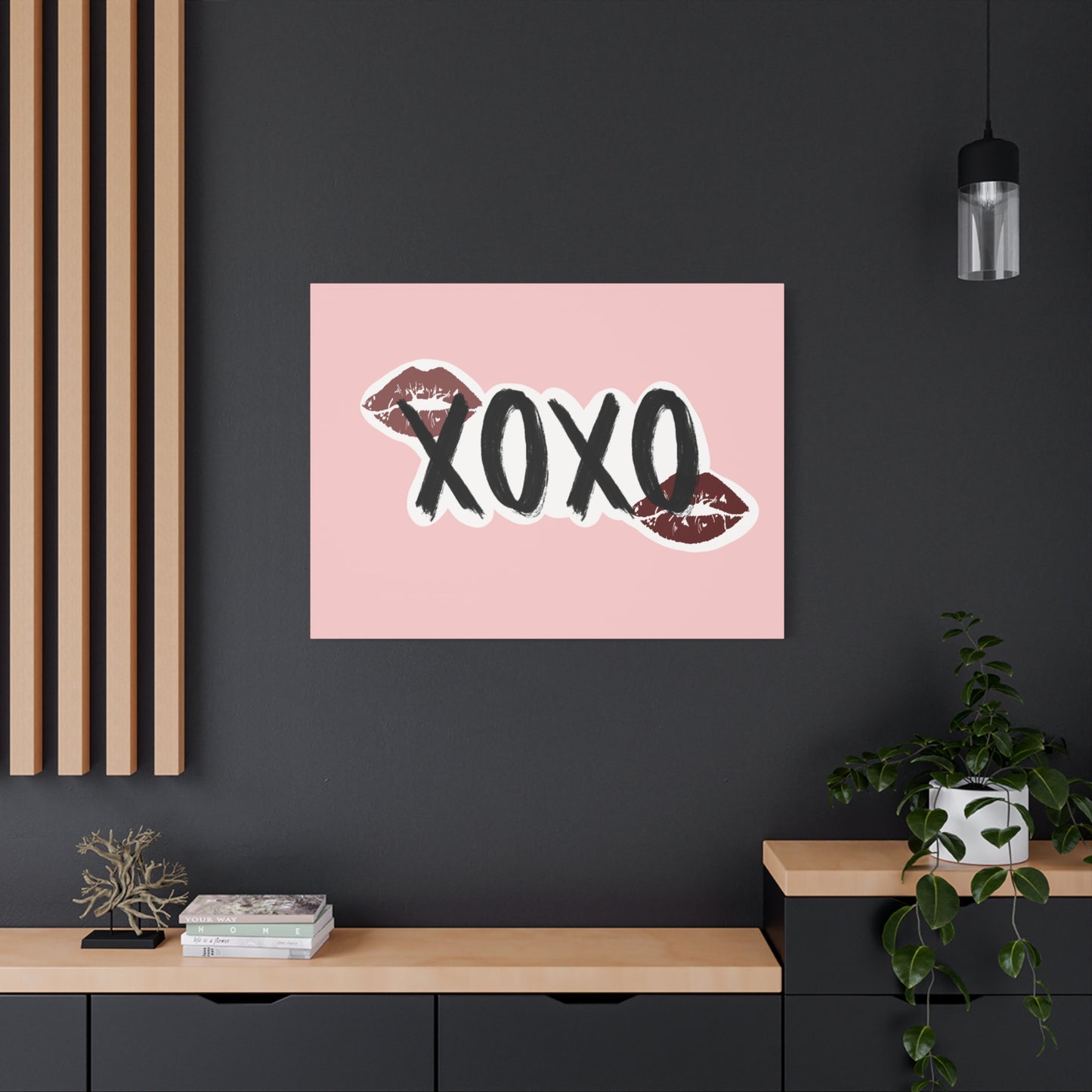 XOXO Kiss Wall Canvas — Pink Romantic Home Décor for Valentine’s Day