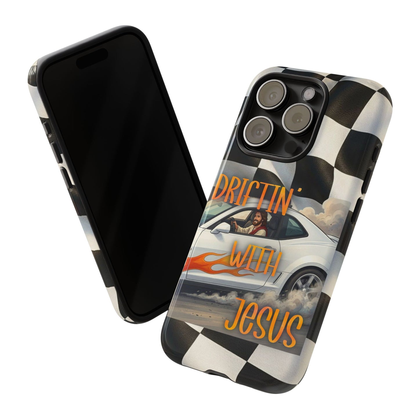 Phone Case — "Driftin' with Jesus" Racing Flag Design- iPhone