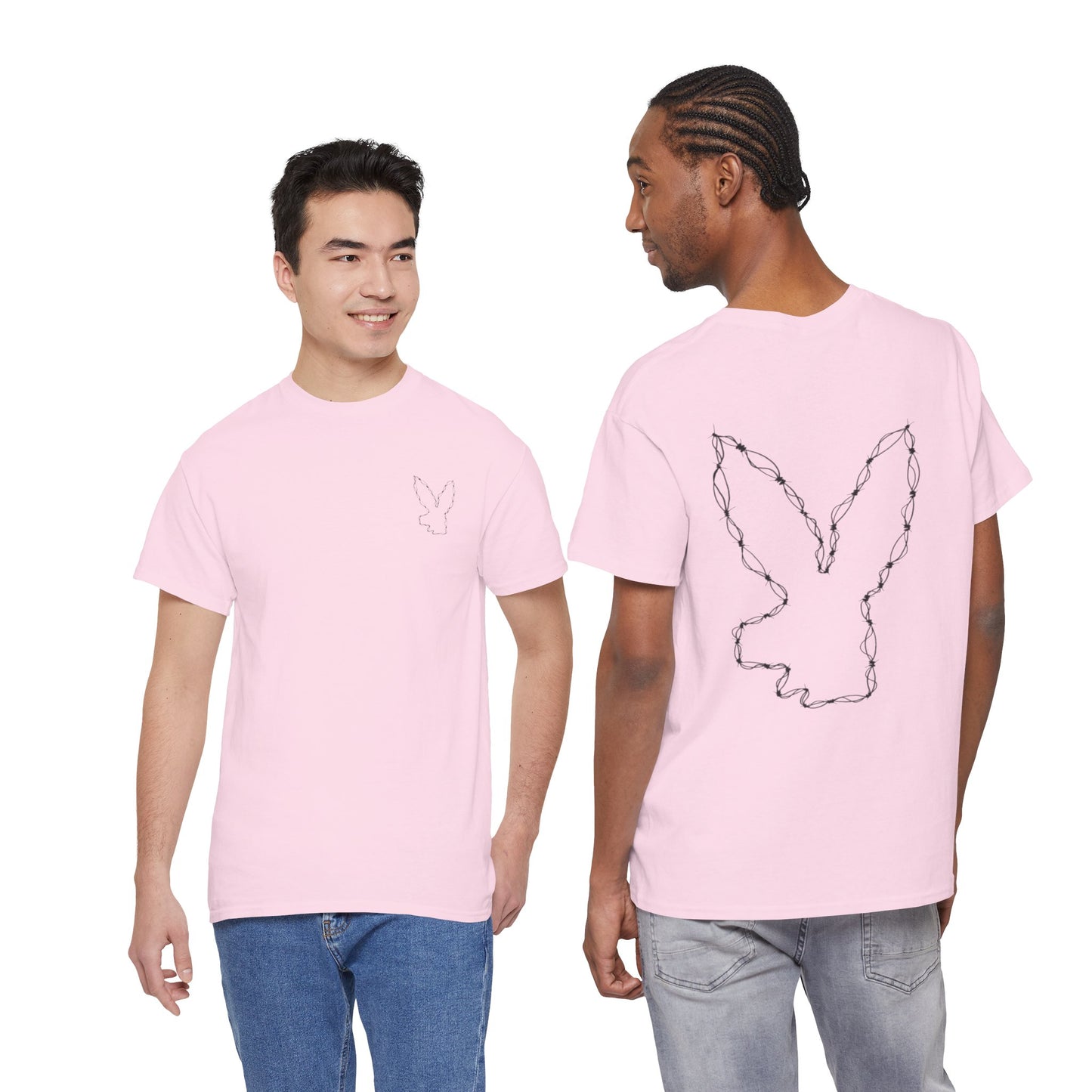 Bunny Outline Tee — Minimal Floral Rabbit Graphic T‑Shirt