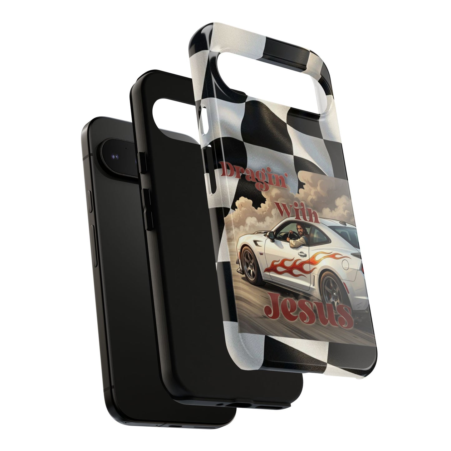 Phone Case — "Dragin' With Jesus" Racing Checkered flag - Samsung / Google phones