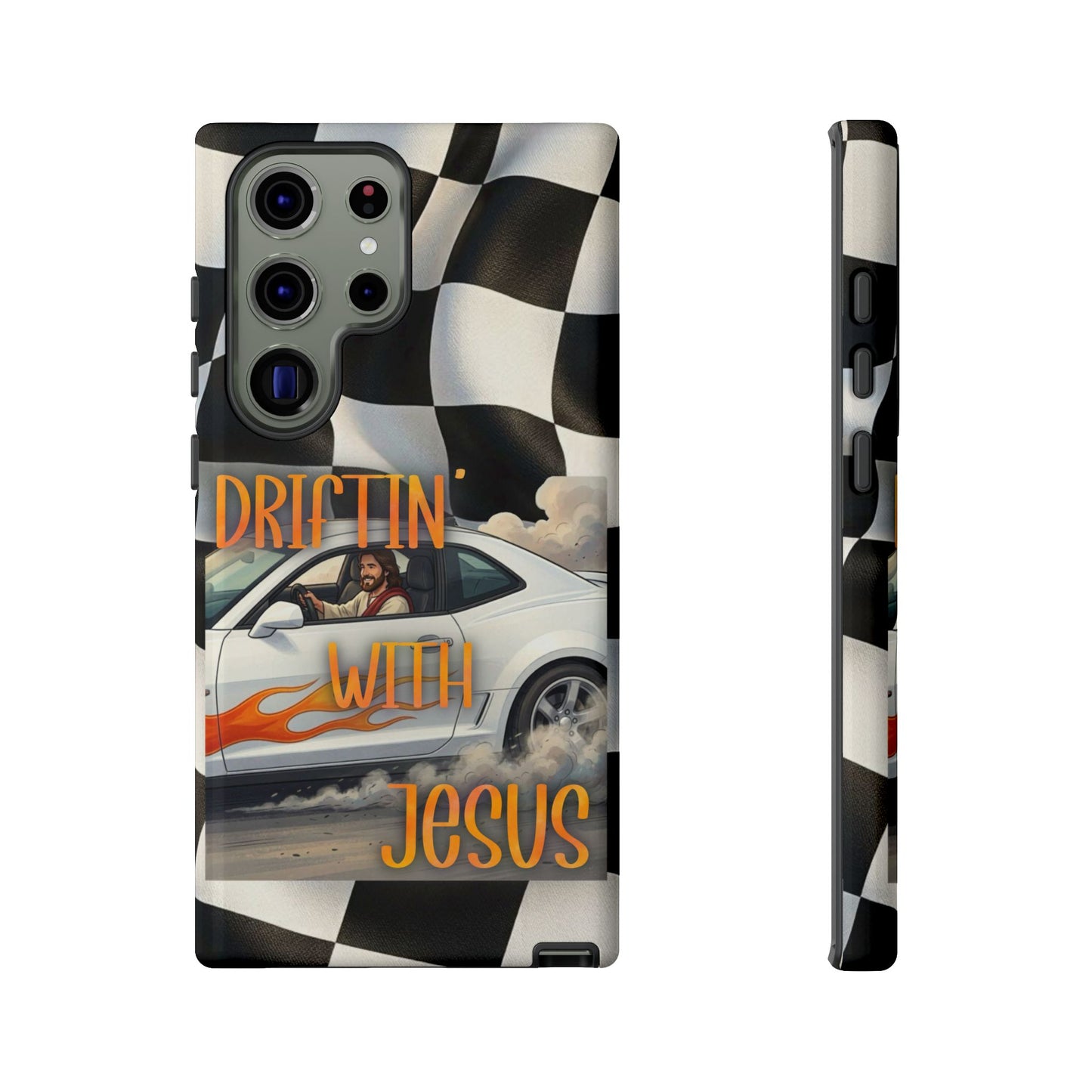 Phone Case — "Driftin' With Jesus" Racing Crosscheck Design - Samsung/ Google phones