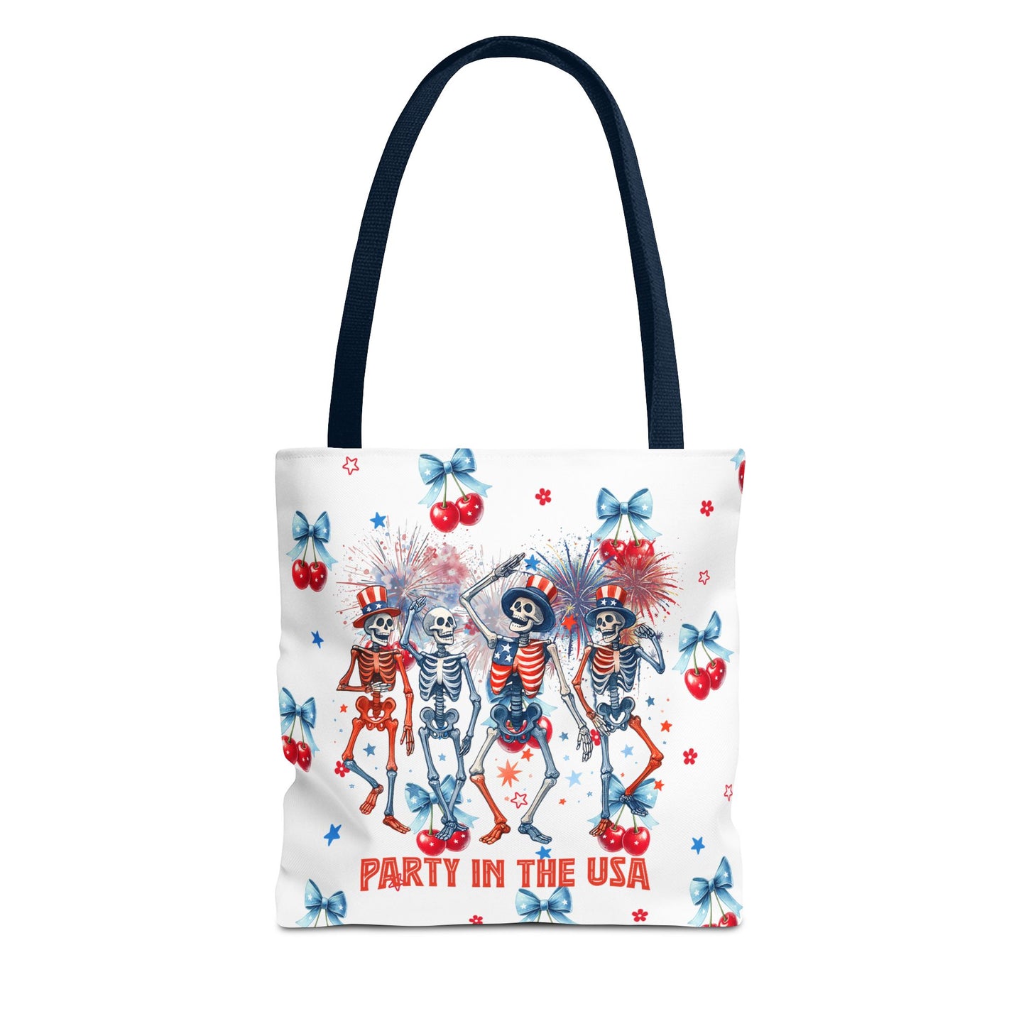 Patriotic Skeletons Tote Bag — "Party in the USA" 4th of July All-Over Print