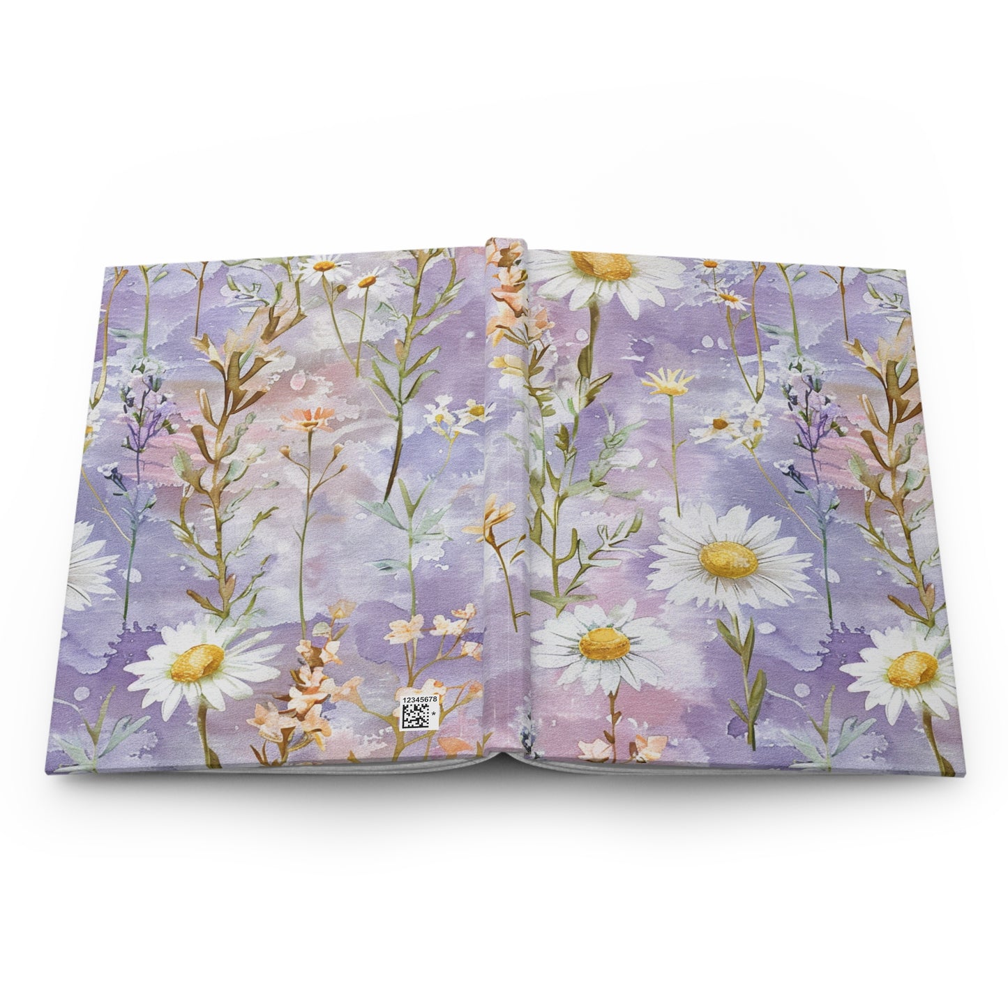 Floral Daisy Hardcover Journal — Lavender Watercolor Notebook for Notes & Daily Gratitude