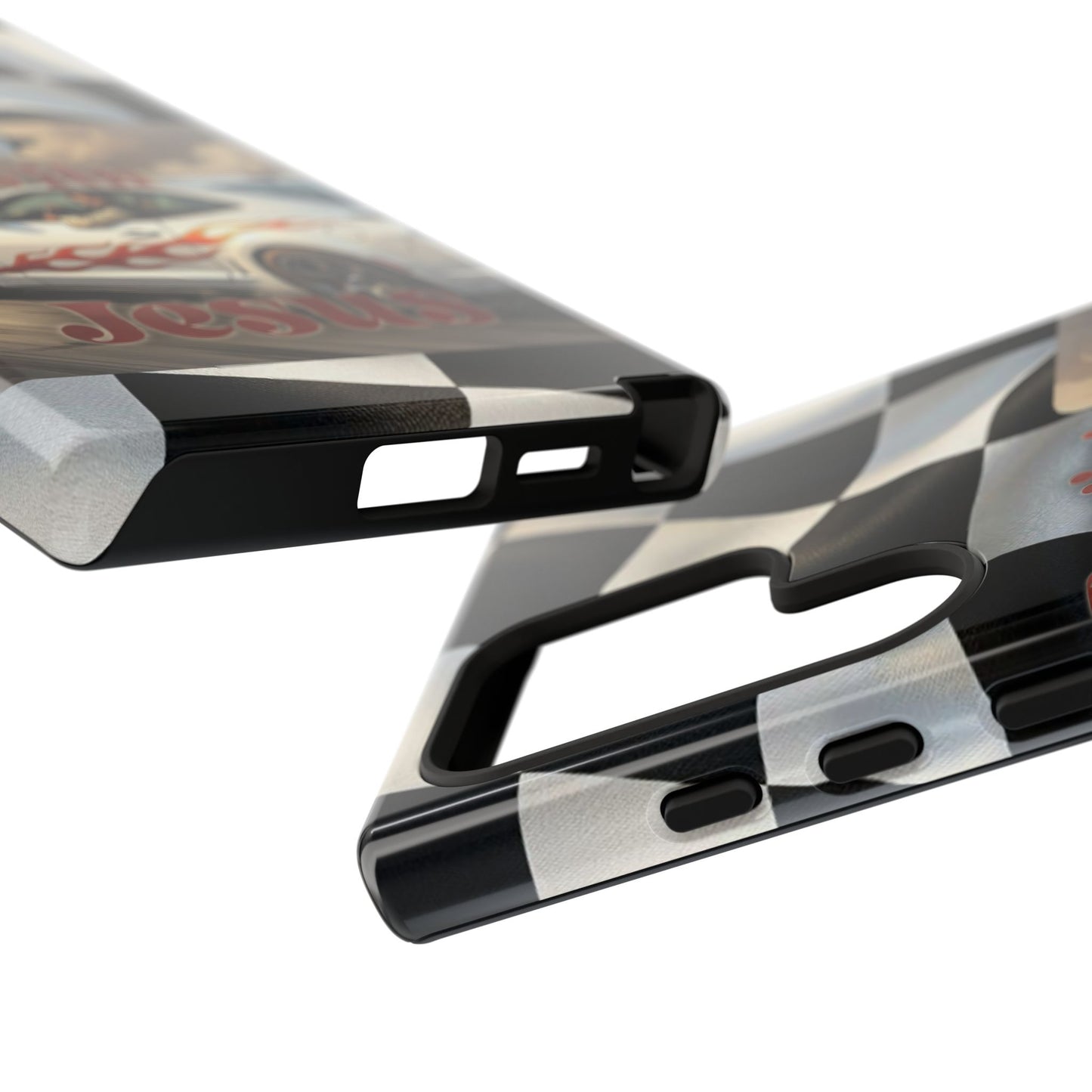 Phone Case — "Dragin' With Jesus" Racing Checkered flag - Samsung / Google phones