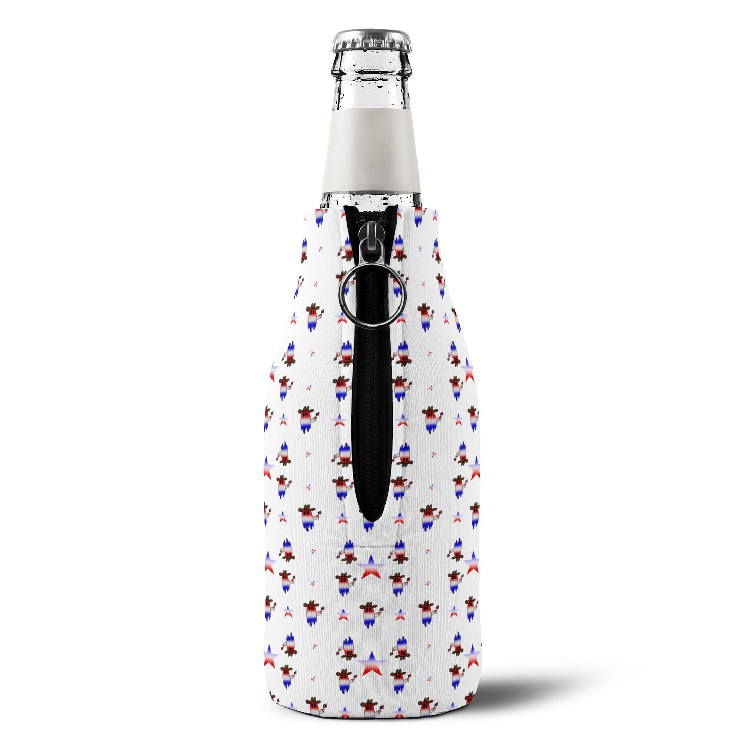 Patriotic ghost Zip-Up Bottle Cooler Sleeve