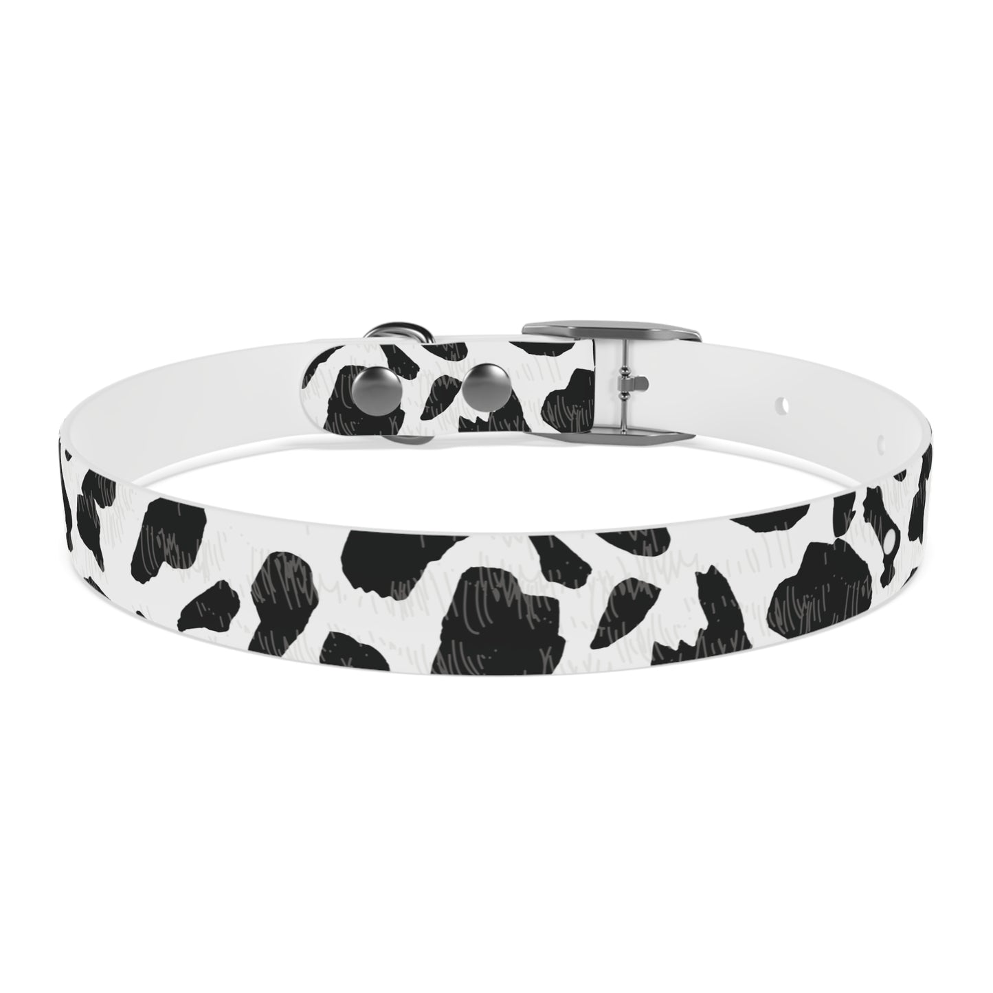 Cow Print Dog Collar — Black & White Spot Pattern