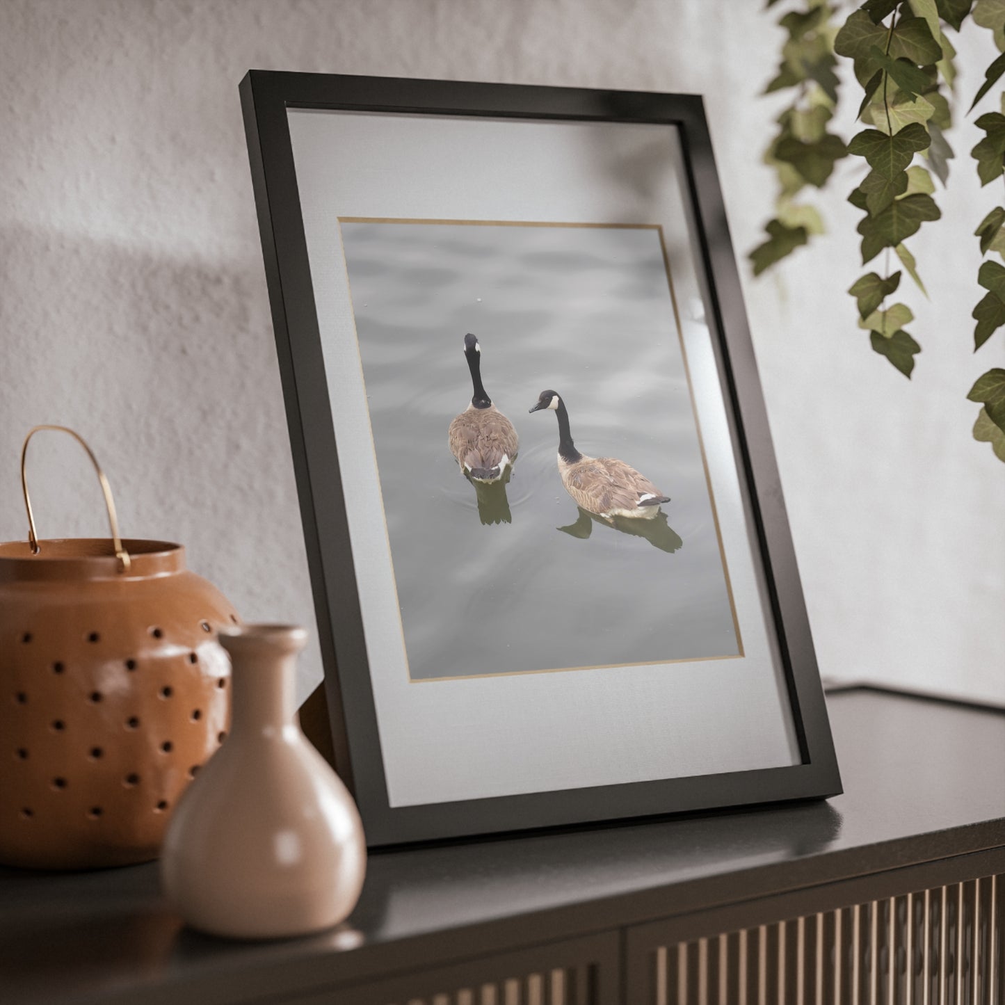 Black Framed Goose Photo Print — Minimal Wildlife Wall Art