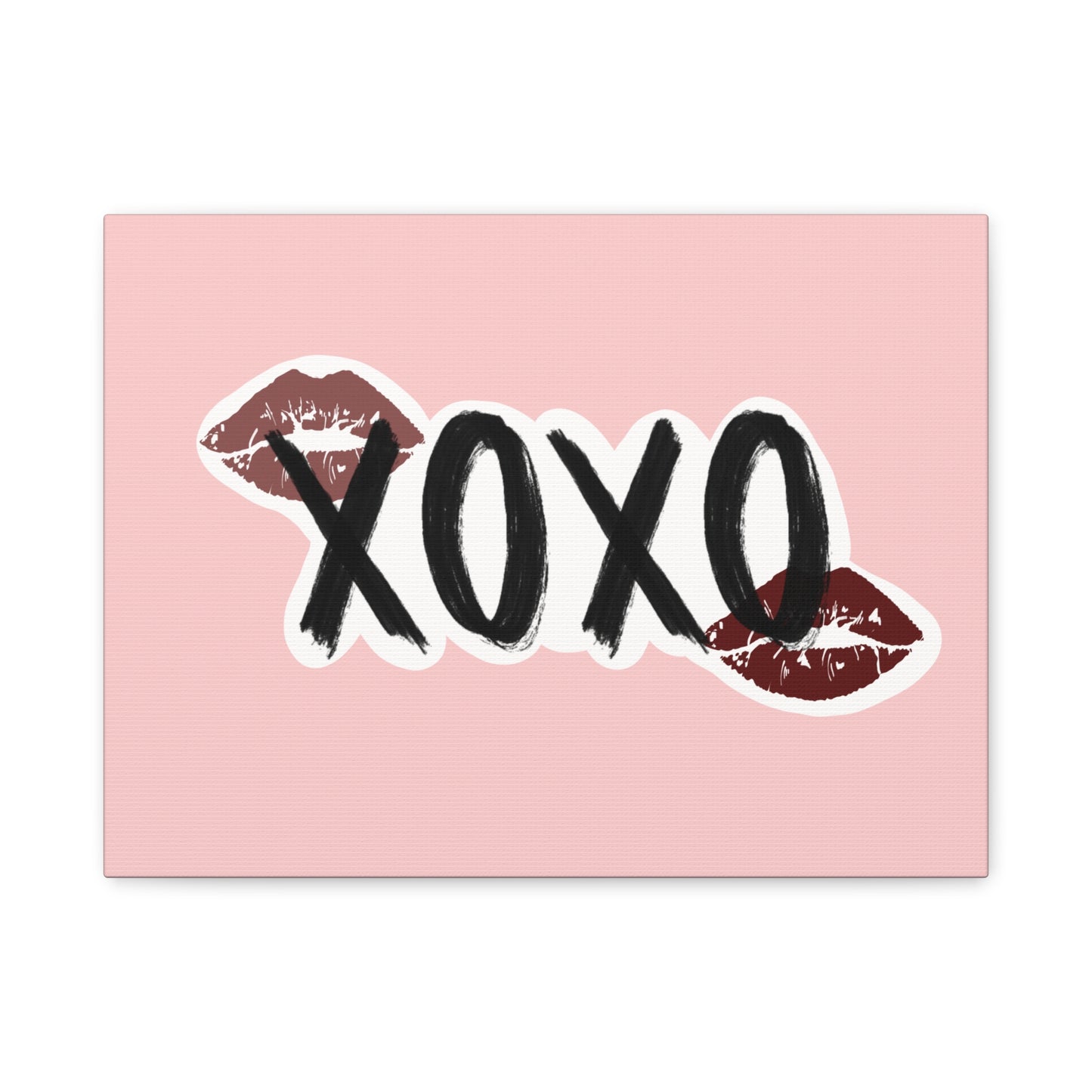 XOXO Kiss Wall Canvas — Pink Romantic Home Décor for Valentine’s Day