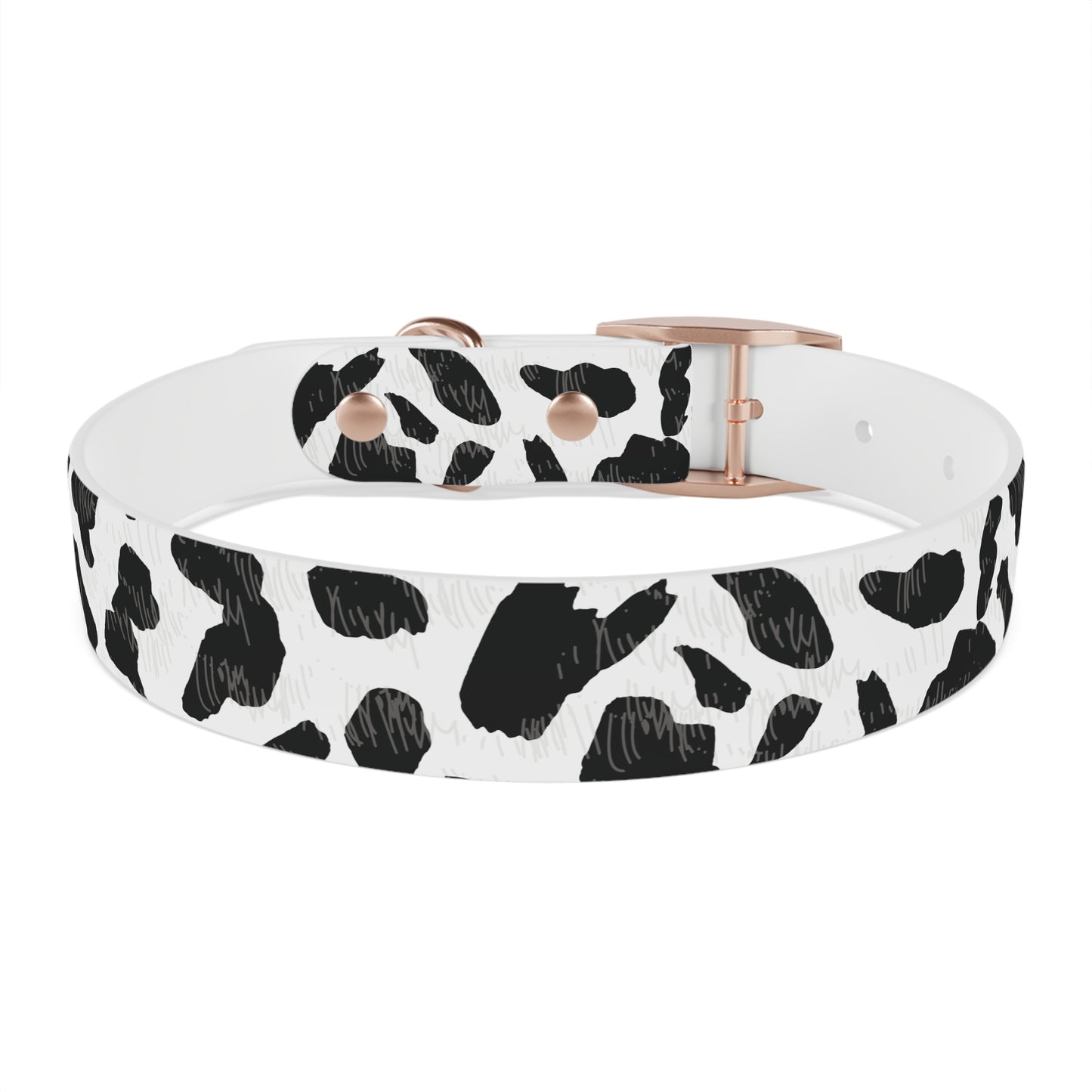 Cow Print Dog Collar — Black & White Spot Pattern