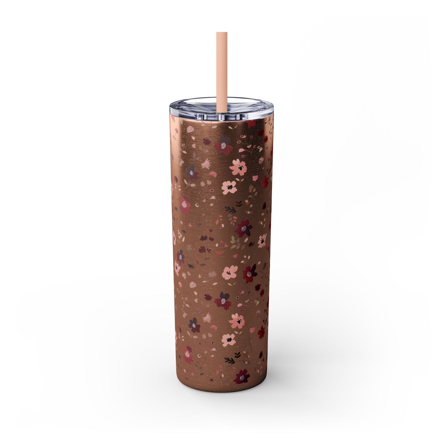 Floral Skinny Tumbler 20oz – Pink Blossom Straw Cup