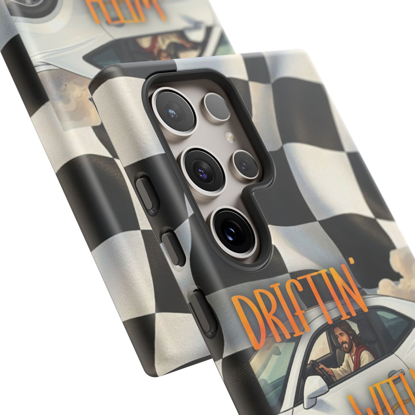 Phone Case — "Driftin' With Jesus" Racing Crosscheck Design - Samsung/ Google phones