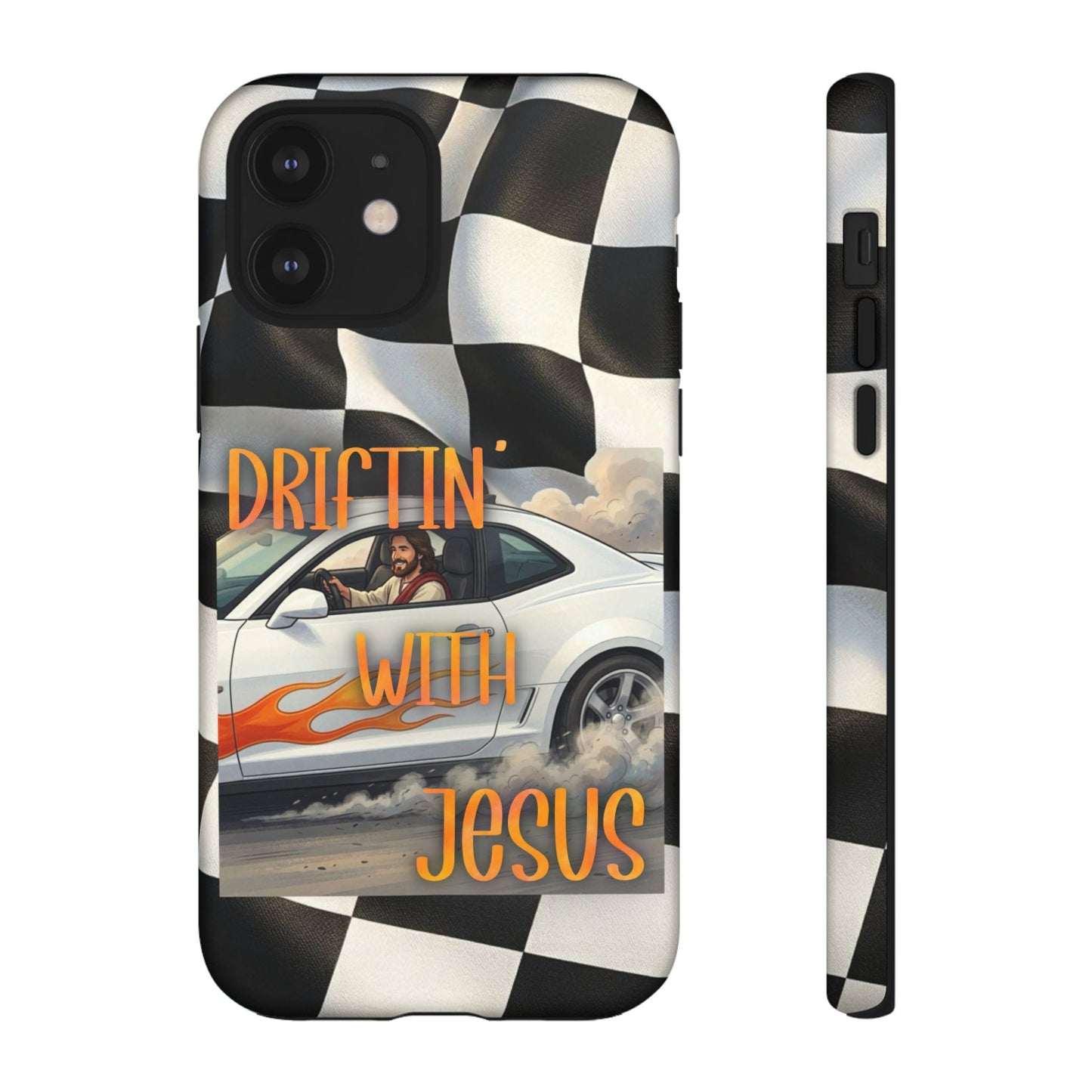 Phone Case — "Driftin' with Jesus" Racing Flag Design- iPhone