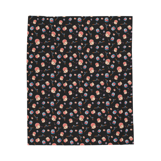 Lobotomy design Velveteen Plush Blanket