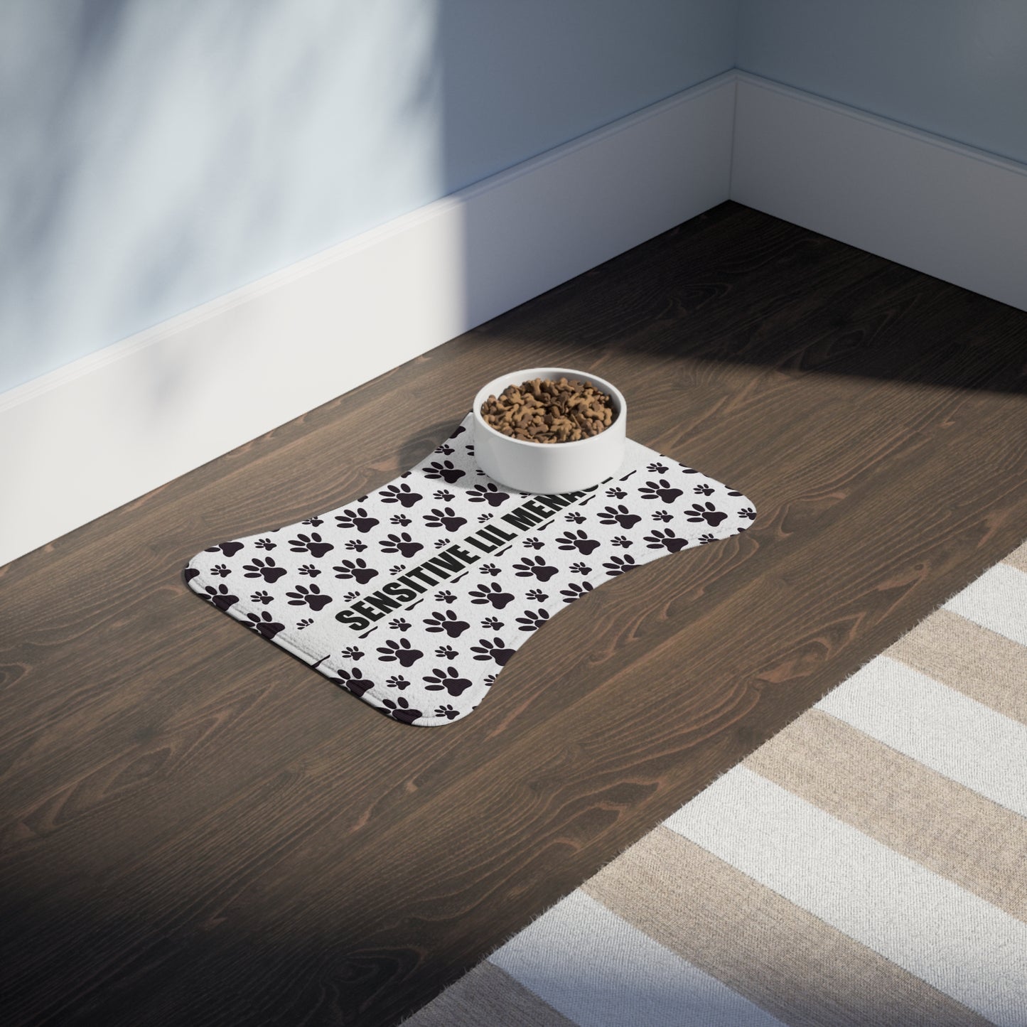 Sensitive Lil Menace Pet Feeding Mat — Paw Print Non-Slip Dog & Cat Placemat