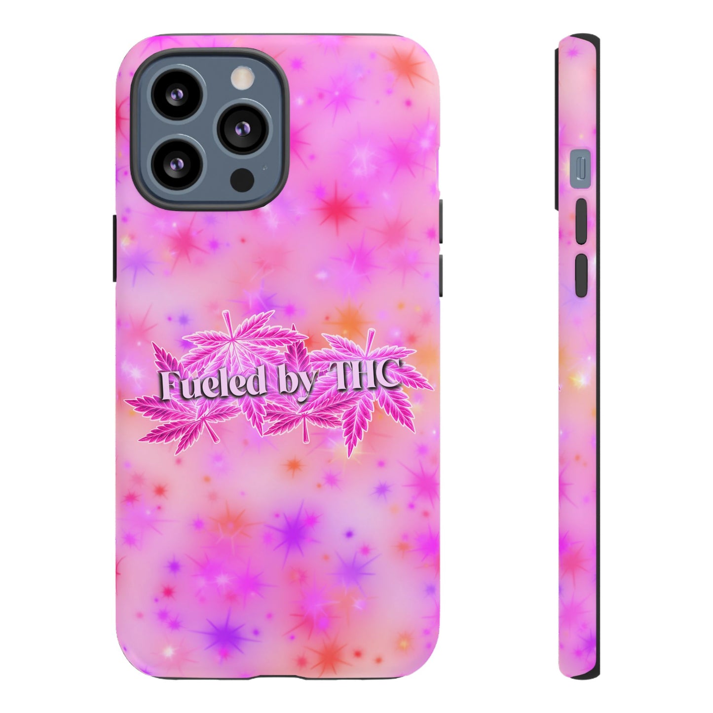 Fueled by THC Phone Case — Pink Cannabis Leaf Protective Case