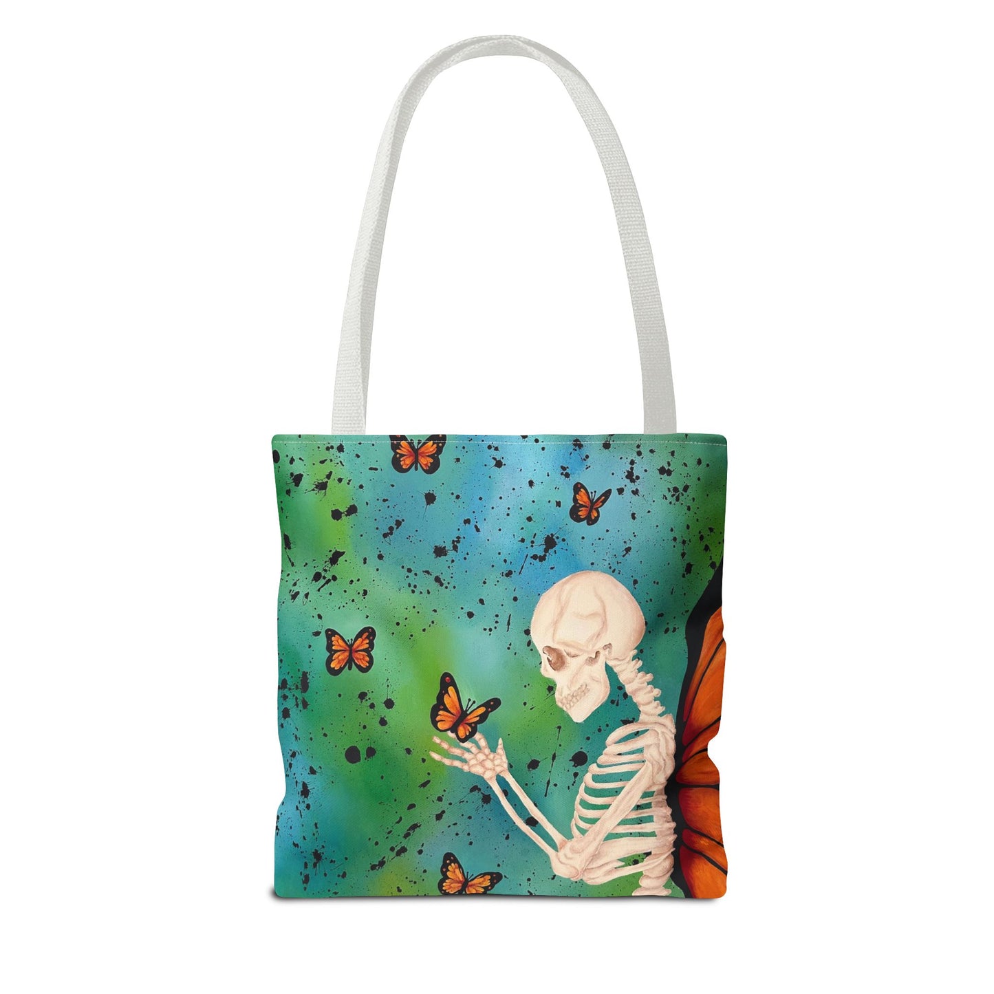 Skeleton & Monarch Tote Bag – Butterfly Skull Art Tote