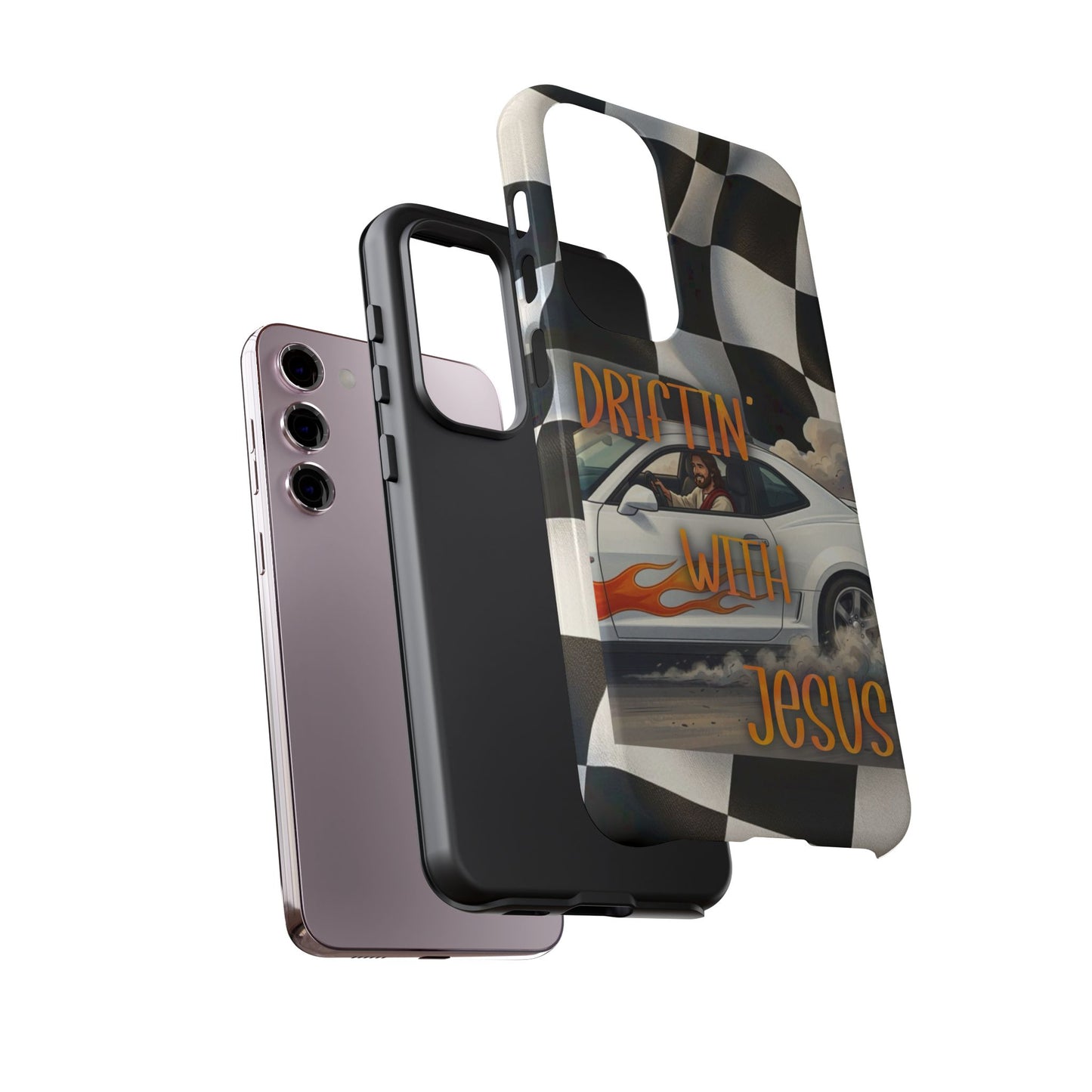 Phone Case — "Driftin' With Jesus" Racing Crosscheck Design - Samsung/ Google phones