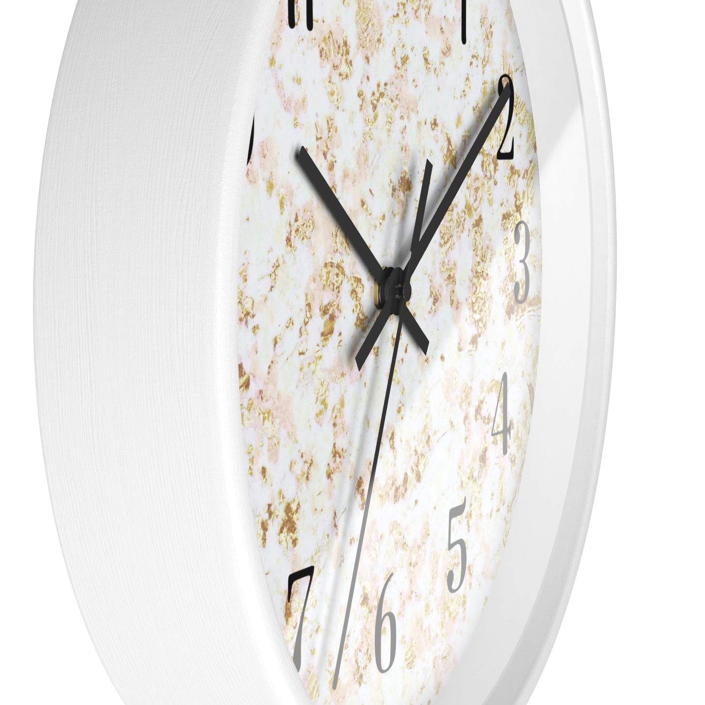 Marble Texture Wall Clock — Modern Gold & White Decorative Clock