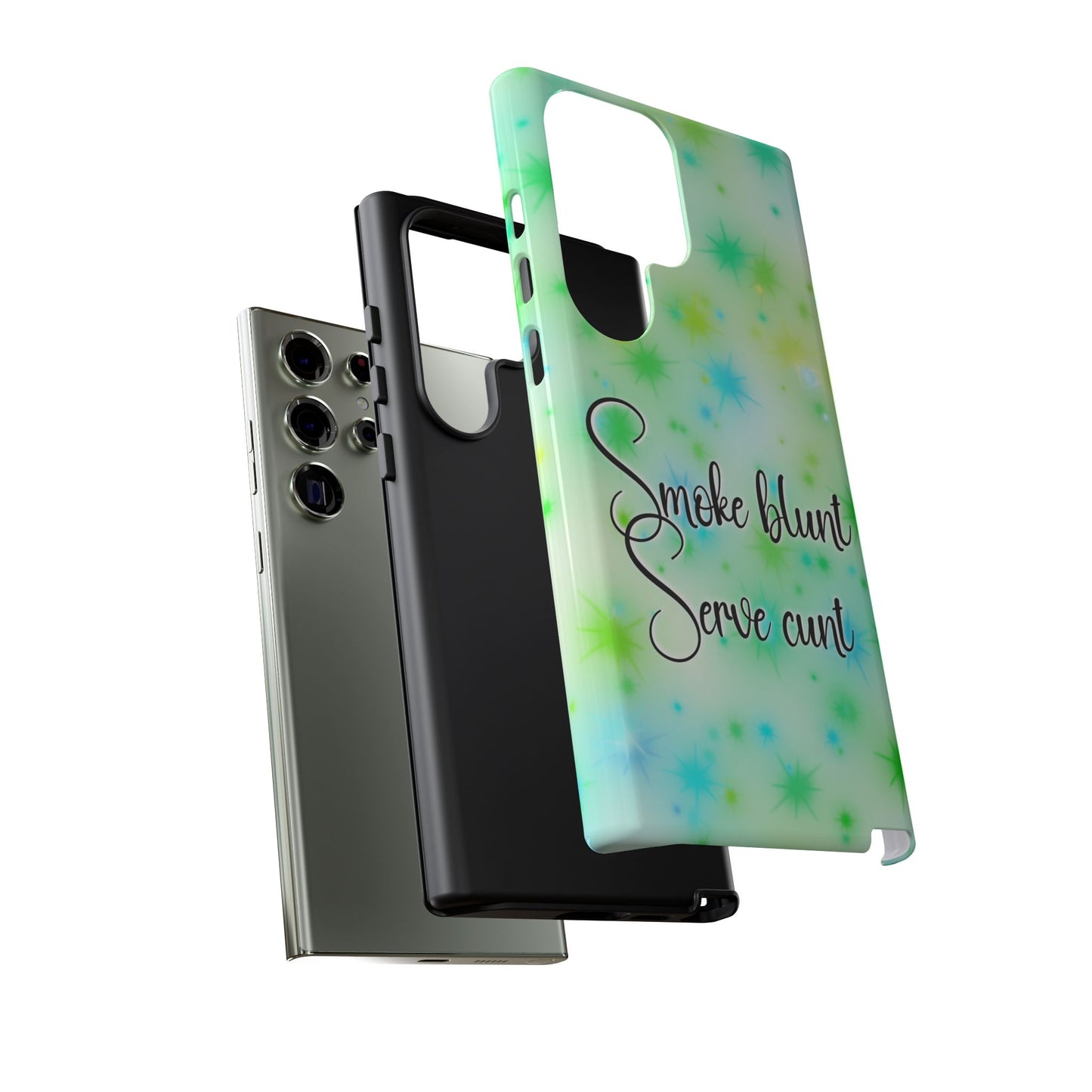 Phone Case — "Smoke blunt Serve cunt" Green Starburst Protective Case