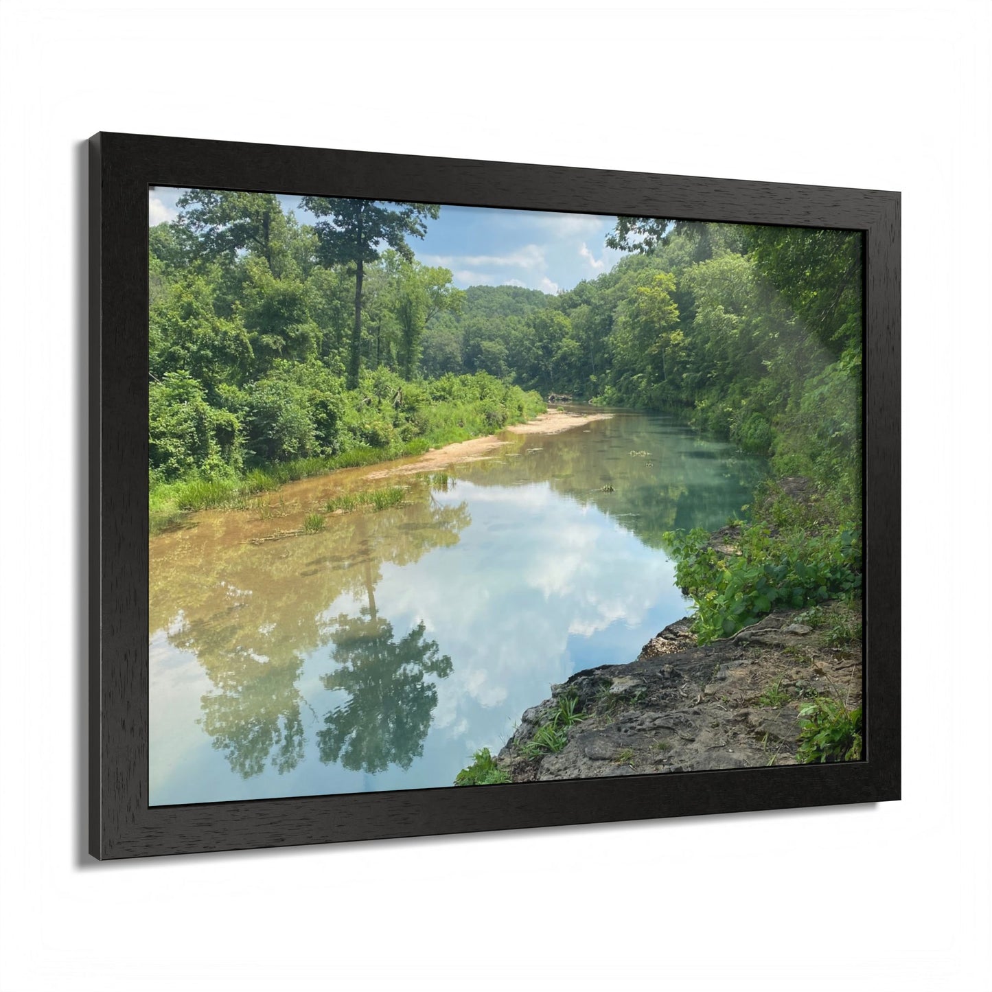 Framed Nature Poster — Serene River Landscape Wall Art