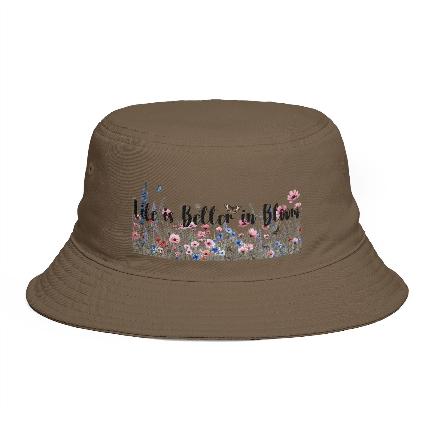 Bucket Hat — "Life's Better in Bloom" Floral Sun Hat