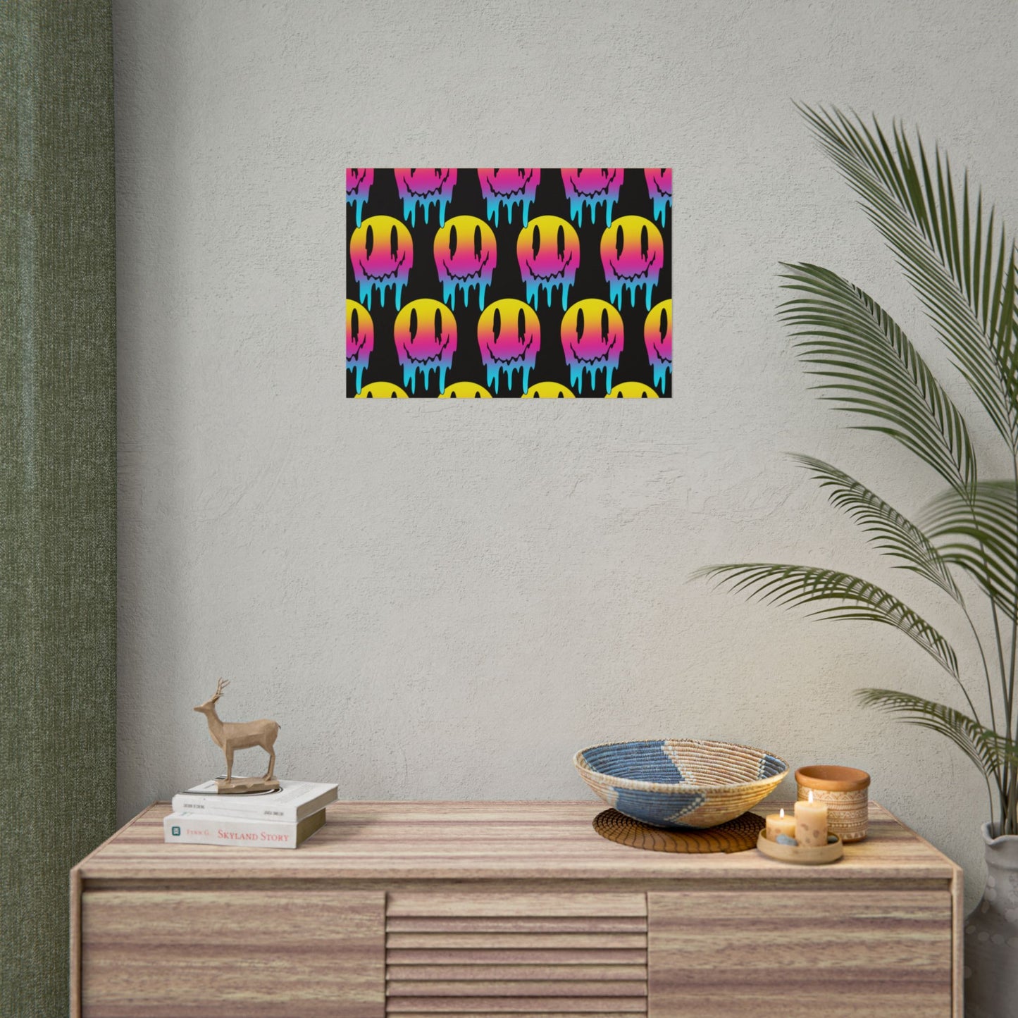 Neon Drip Smiley Poster