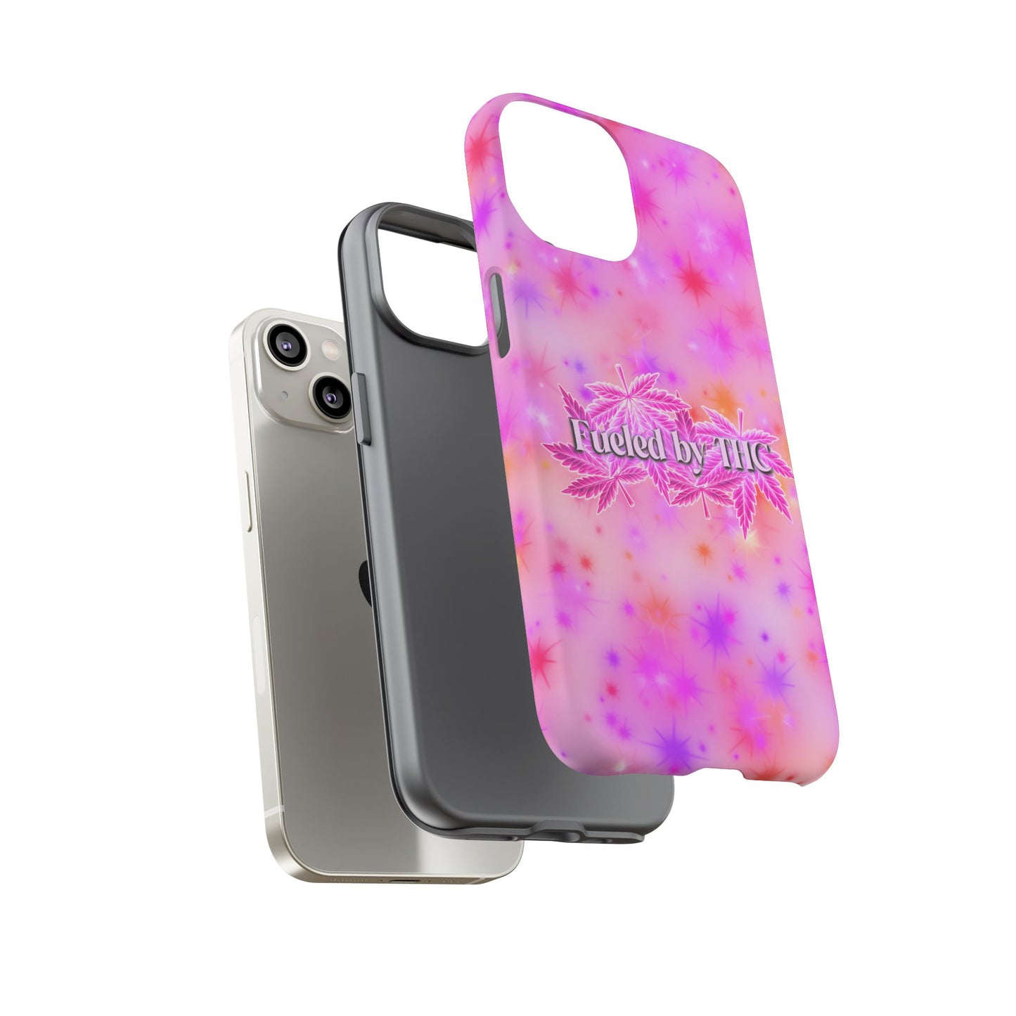 Fueled by THC Phone Case — Pink Cannabis Leaf Protective Case