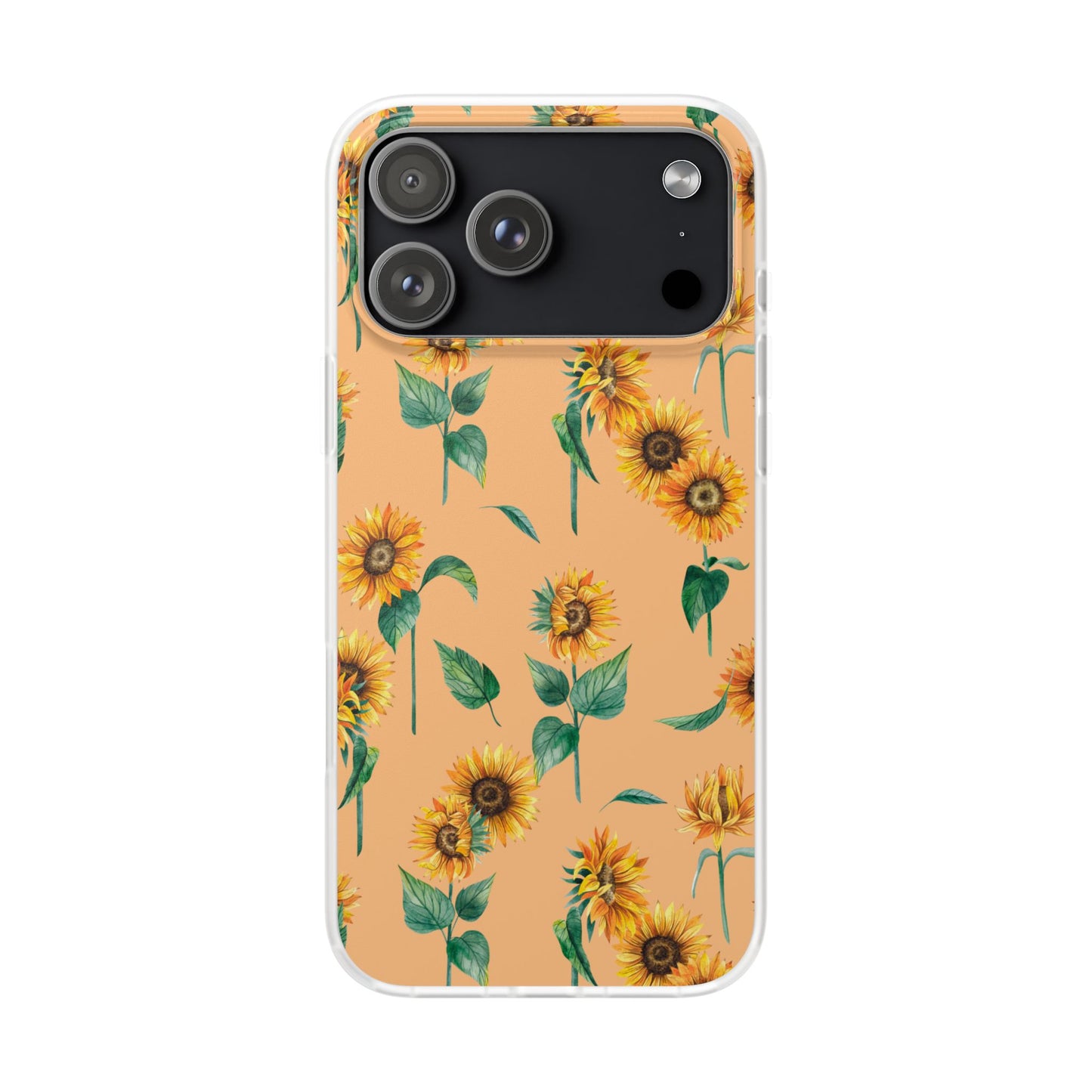 Sunflower Pattern Flexi Case — Floral Phone Case on Peach Background