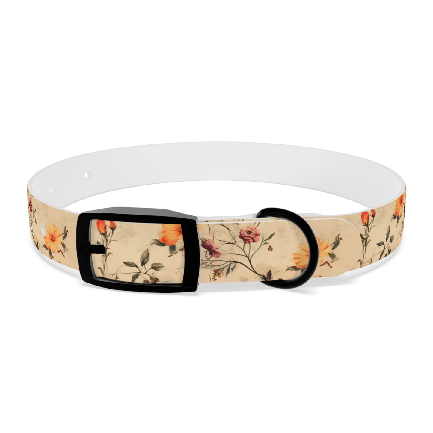 Floral Vintage Dog Collar – Peach Rose Print Pet Collar