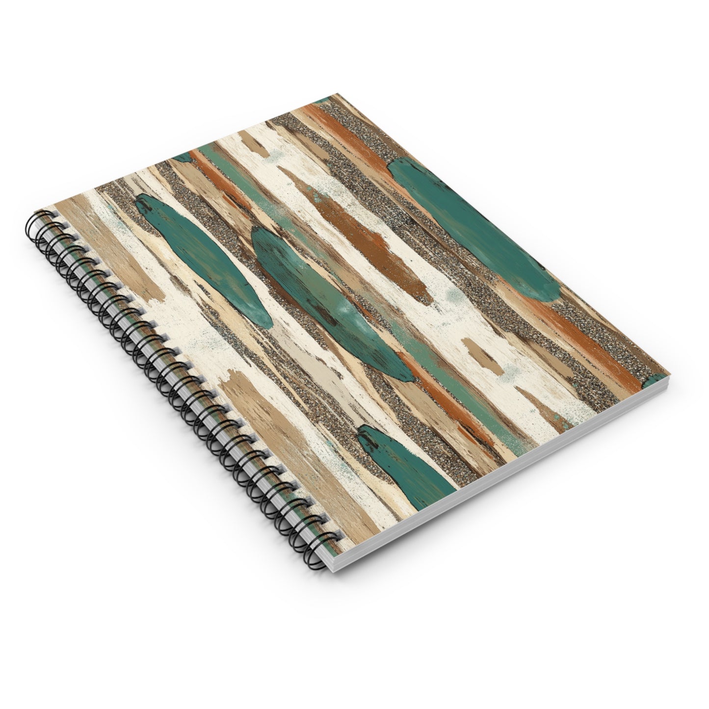 Teal Woodgrain Spiral Notebook — Ruled Journal for Notes & Sketches