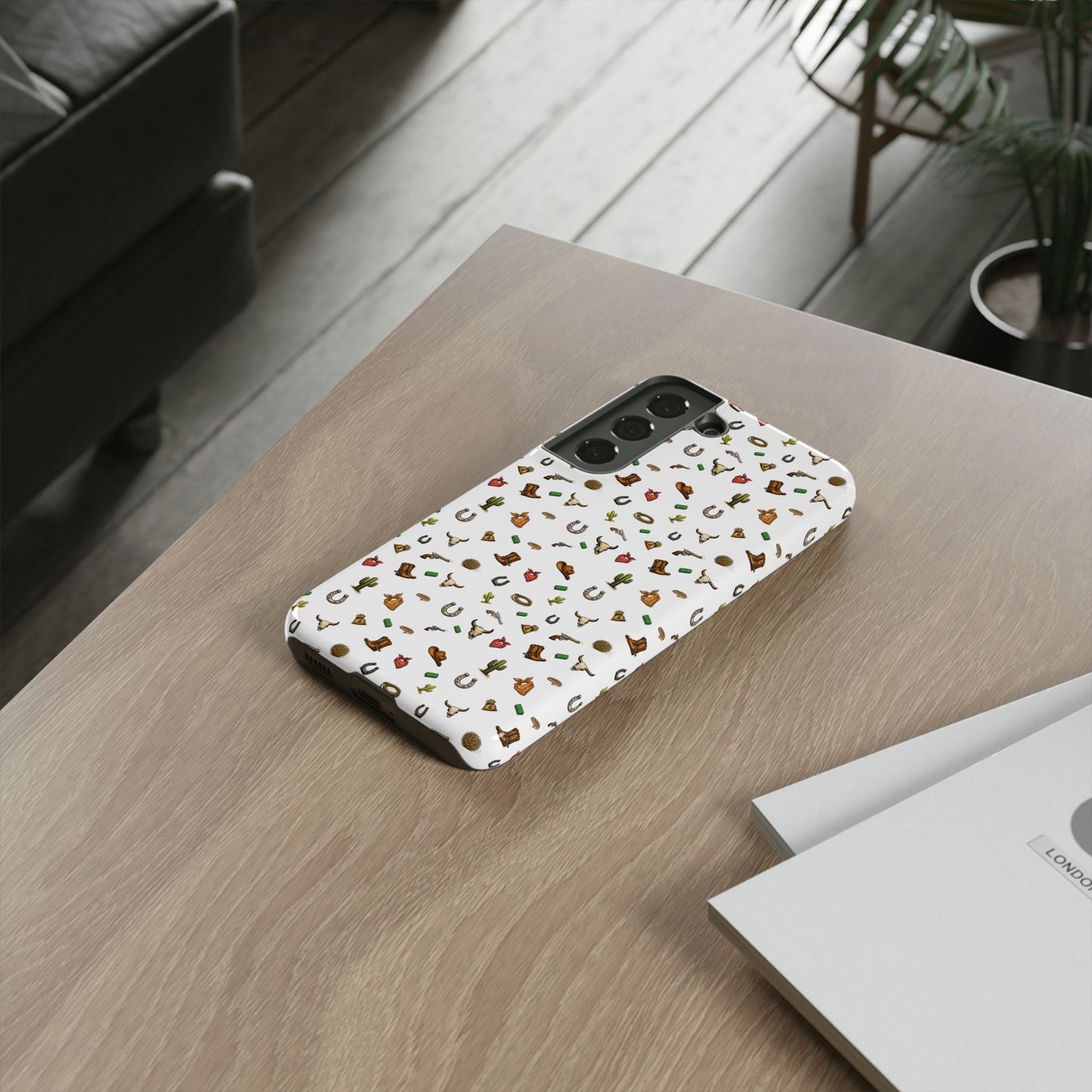 Western Pattern Phone Case — Cowboy Boots, Hats, Horseshoes & Cactus Tough Case