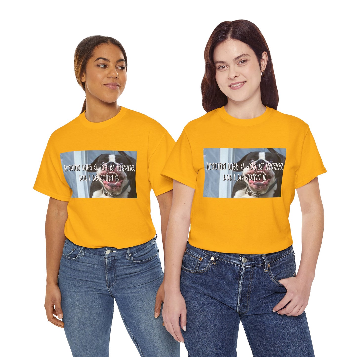Funny Dog Meme T‑Shirt – “Arguing with a dog is insane but I be doin it” Graphic Tee