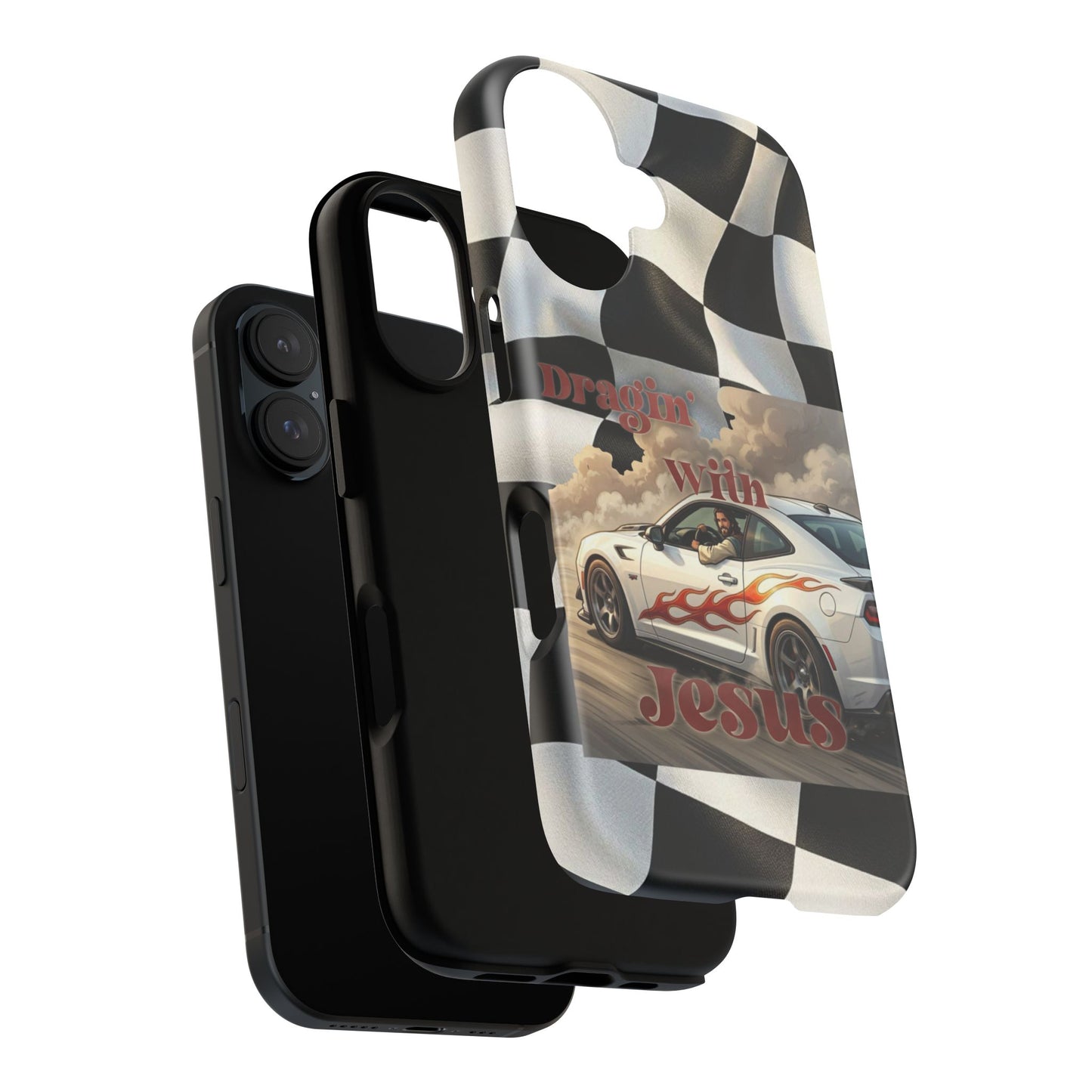 Phone Case — 'Dragin' With Jesus' Racing Checkered Design - iPhone