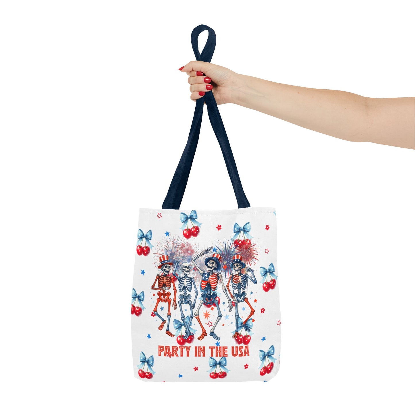 Patriotic Skeletons Tote Bag — "Party in the USA" 4th of July All-Over Print