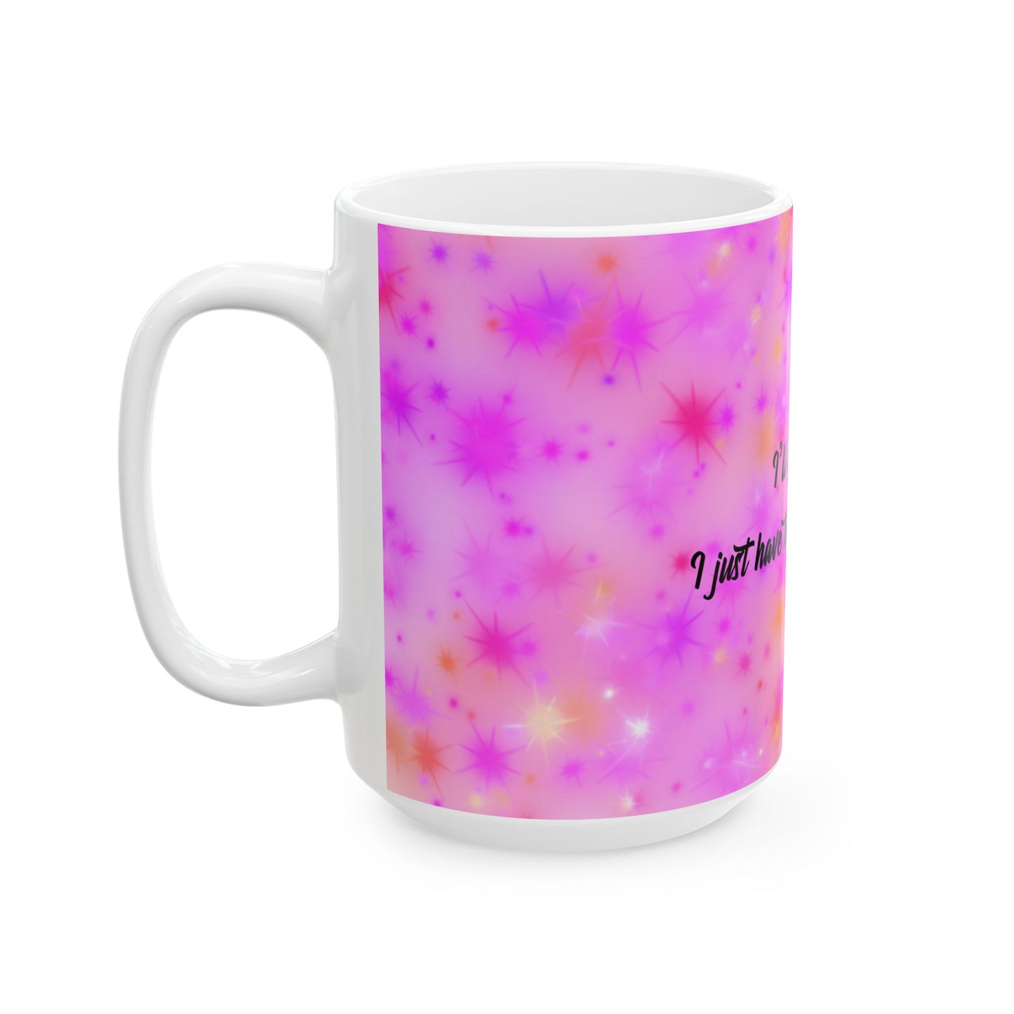 Pink Starry Ceramic Mug – "I'll get over it, I just have to be dramatic first"
