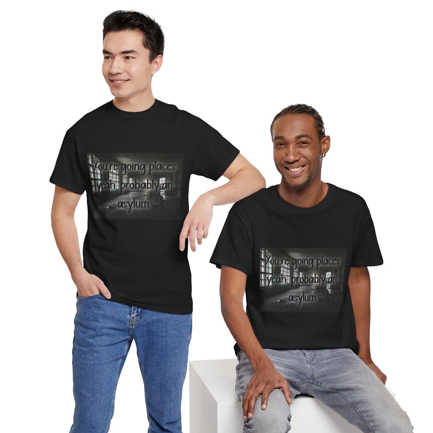 Dark Asylum Photo Tee — "You're Going Places, Yeah Probably the Asylum"