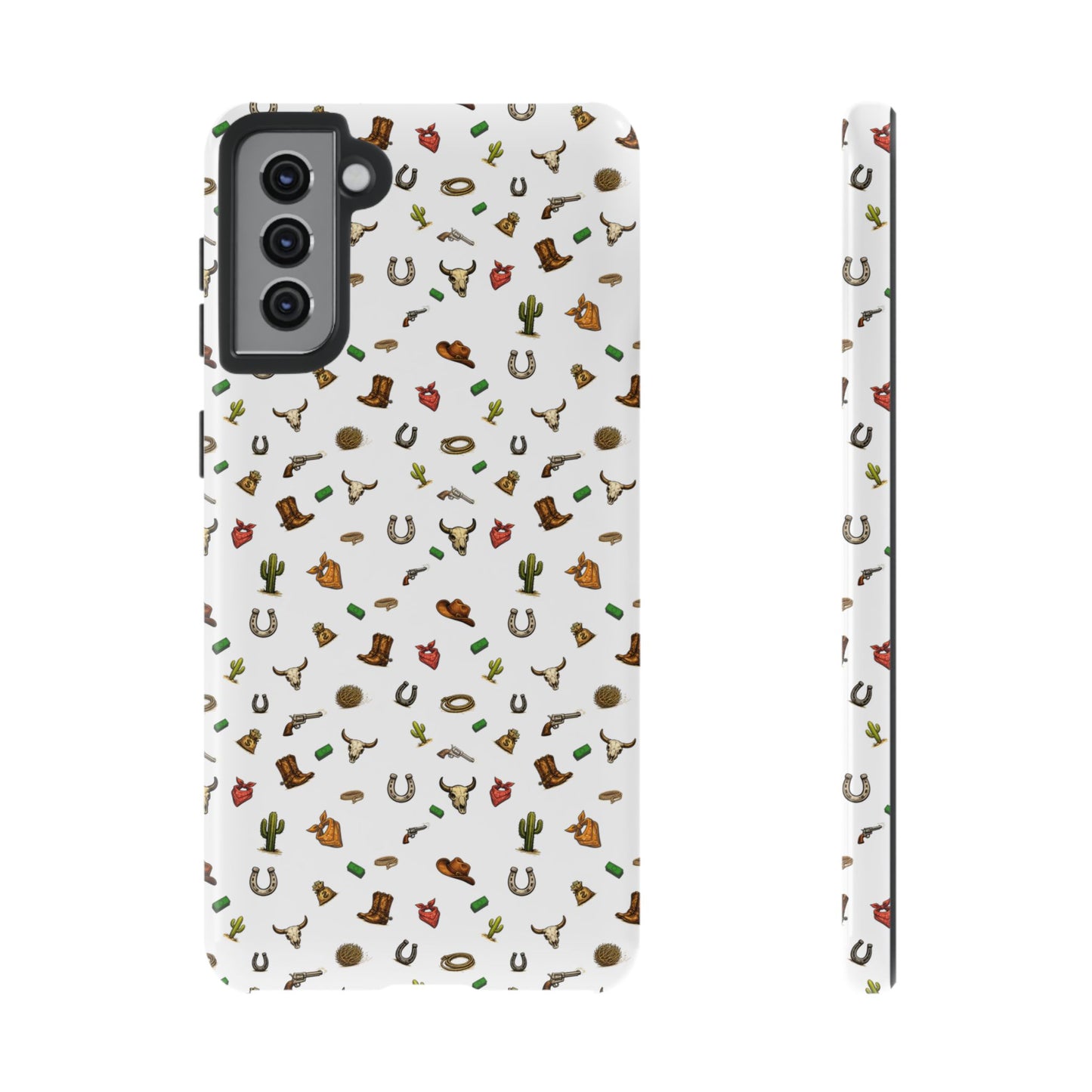 Western Pattern Phone Case — Cowboy Boots, Hats, Horseshoes & Cactus Tough Case