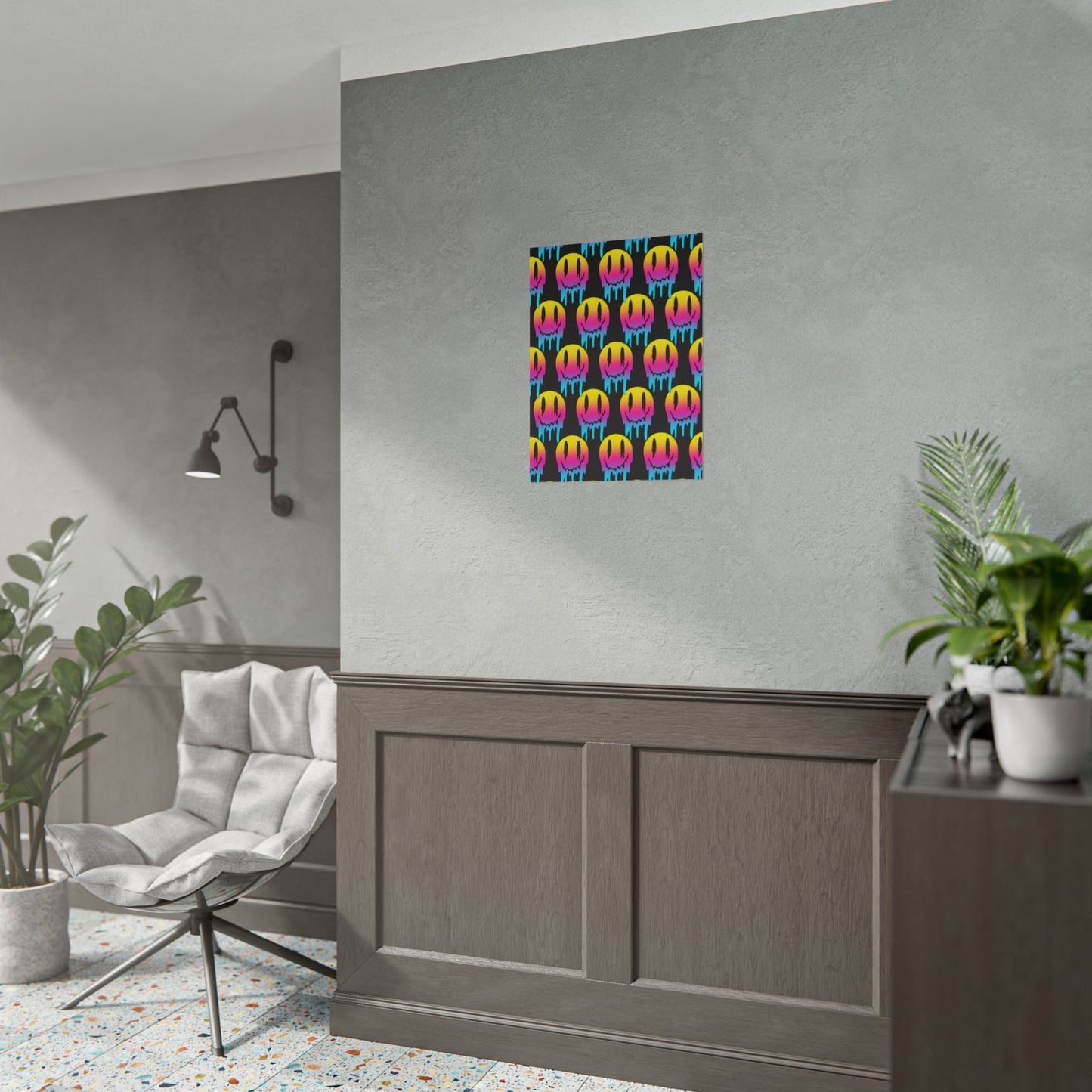 Neon Drip Smiley Poster