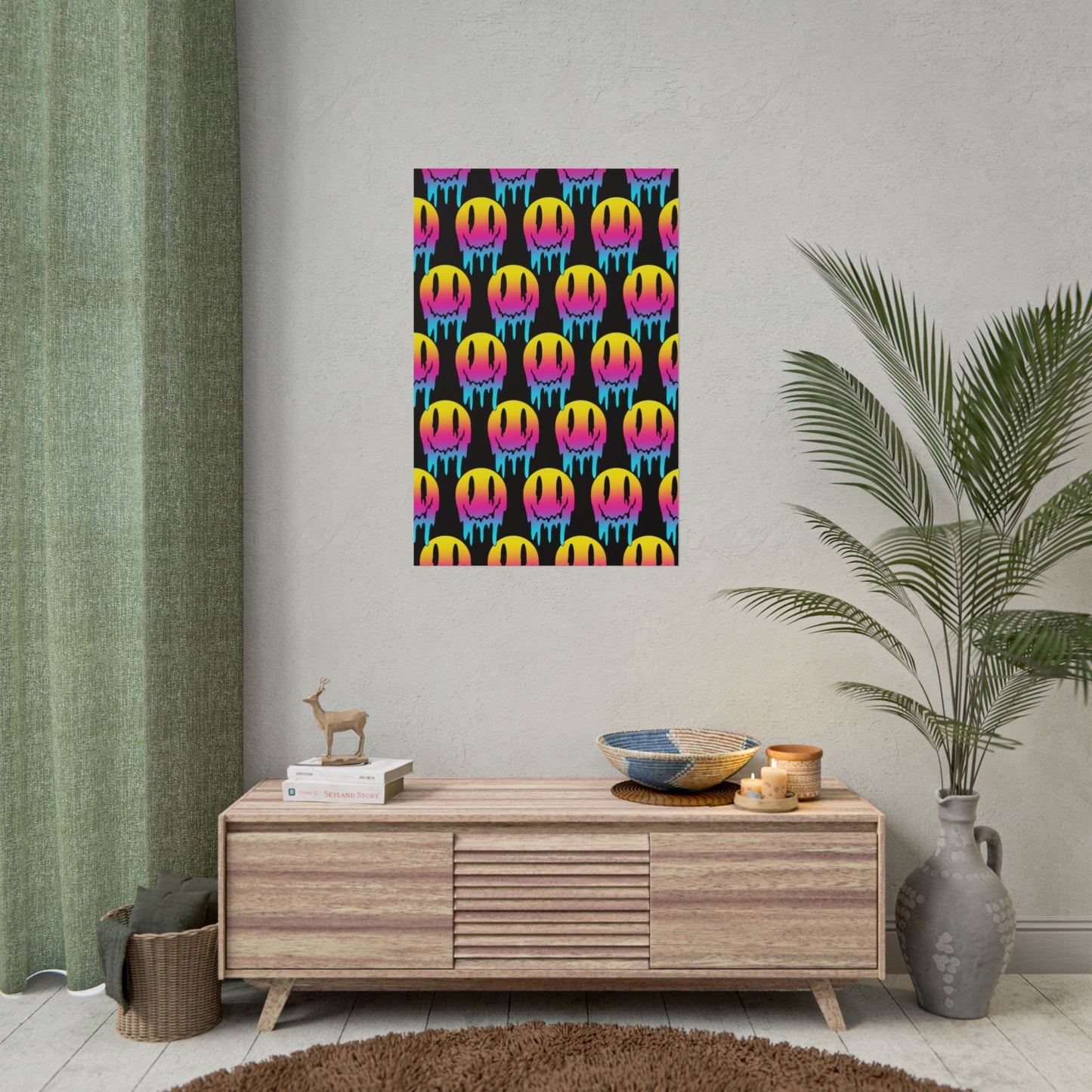 Neon Drip Smiley Poster