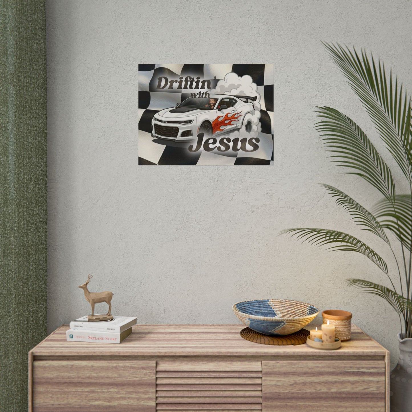 Rolled Poster — "Driftin' with Jesus" Racing Car Wall Art