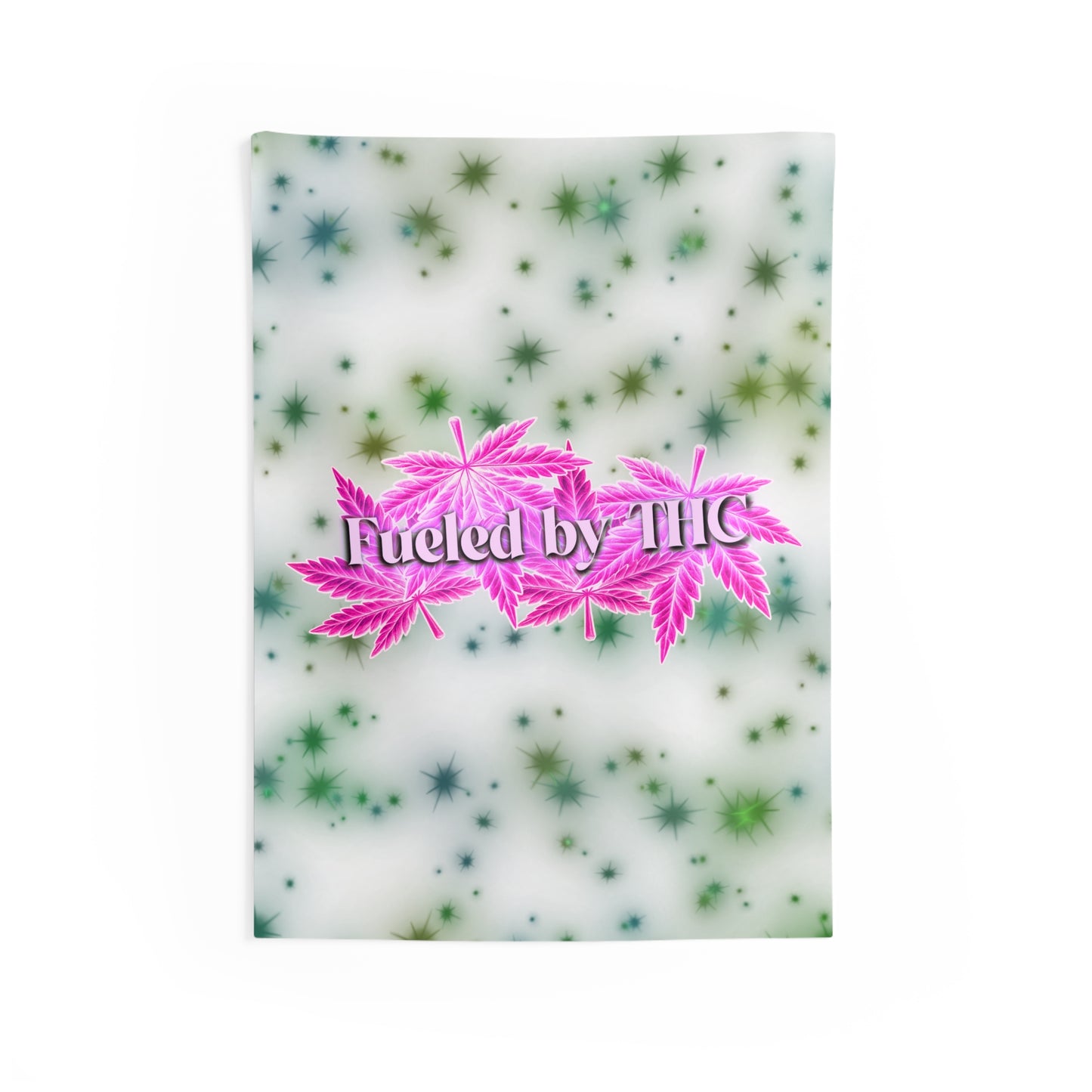 Tapestry - "Fueled by THC" Pink Cannabis Leaf Wall Hanging