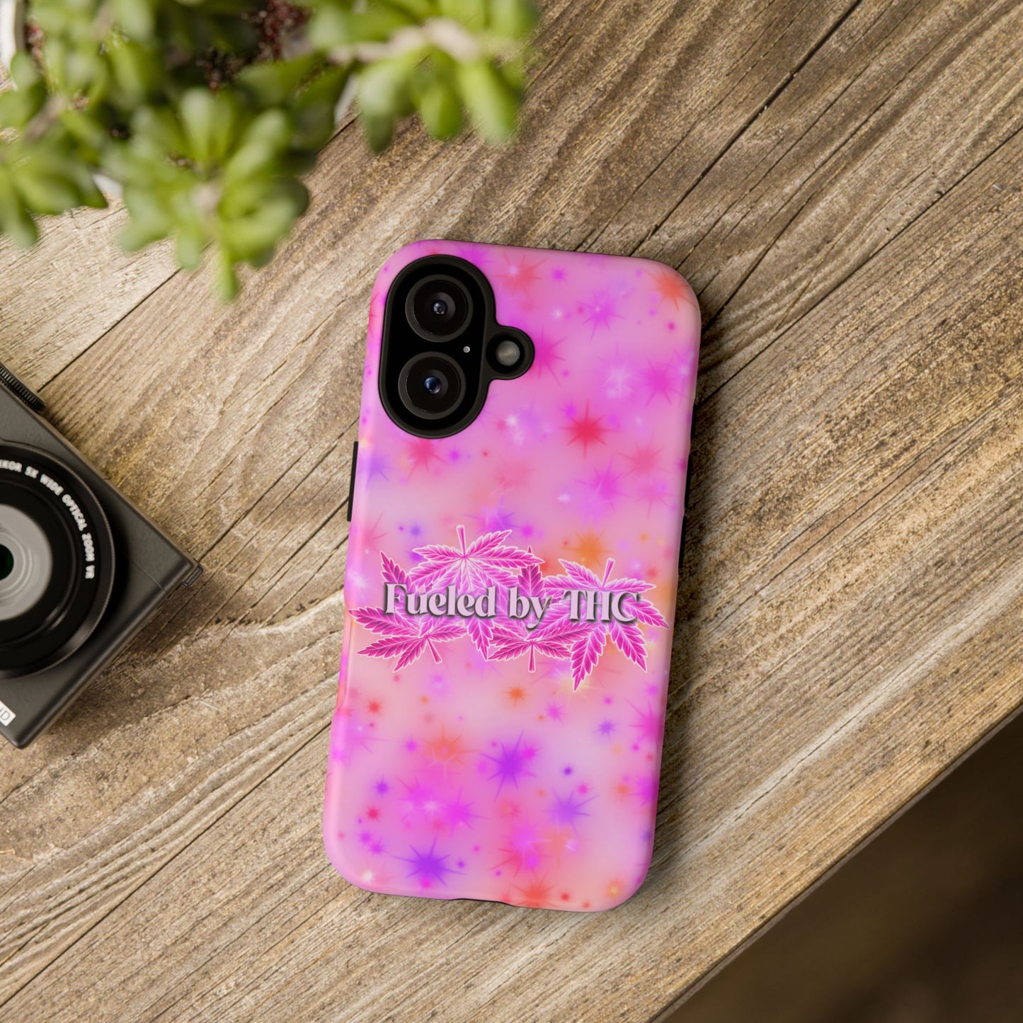 Fueled by THC Phone Case — Pink Cannabis Leaf Protective Case