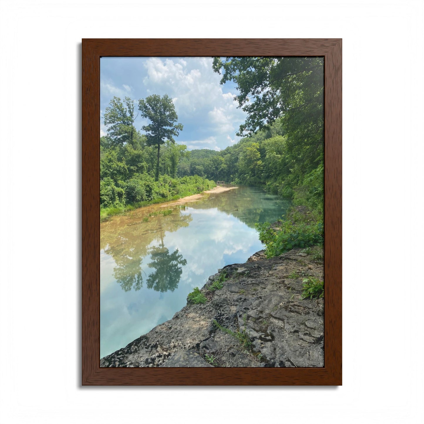Framed Nature Poster — Serene River Landscape Wall Art
